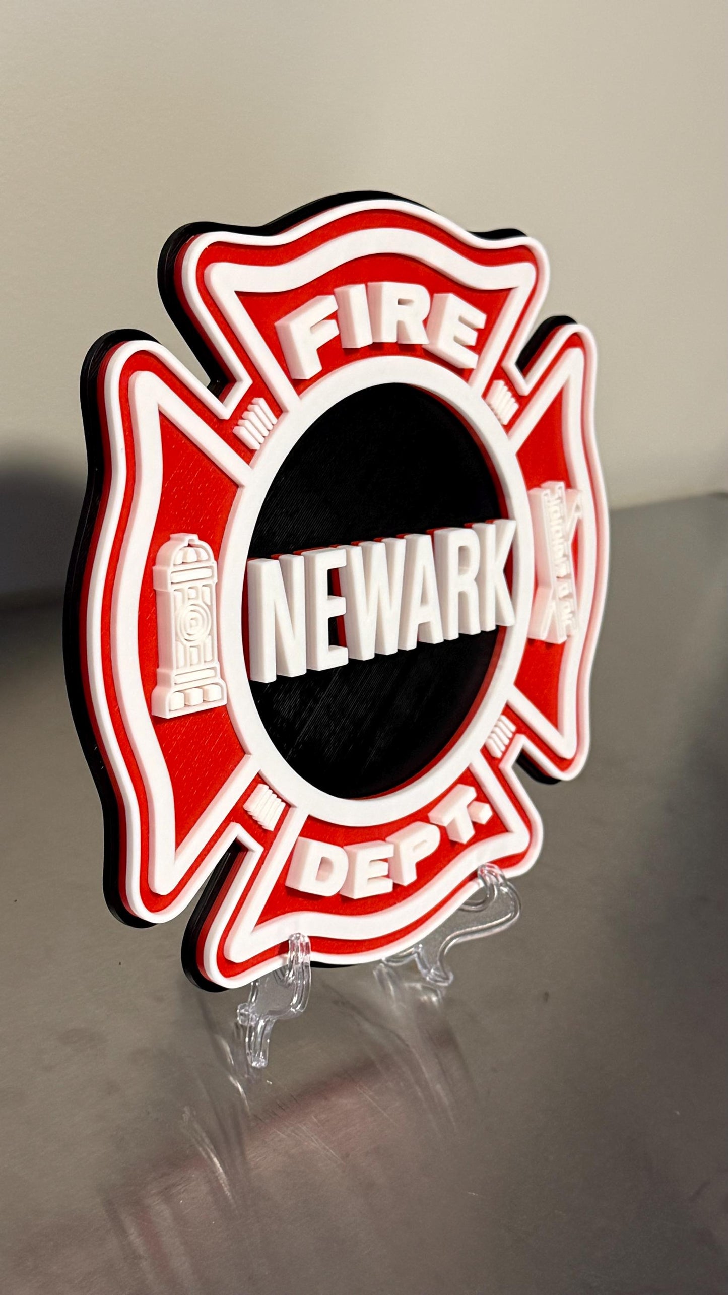 Newark NJ Fire Department 3D Embossed Plaque: First Responder Wall Art New Jersey