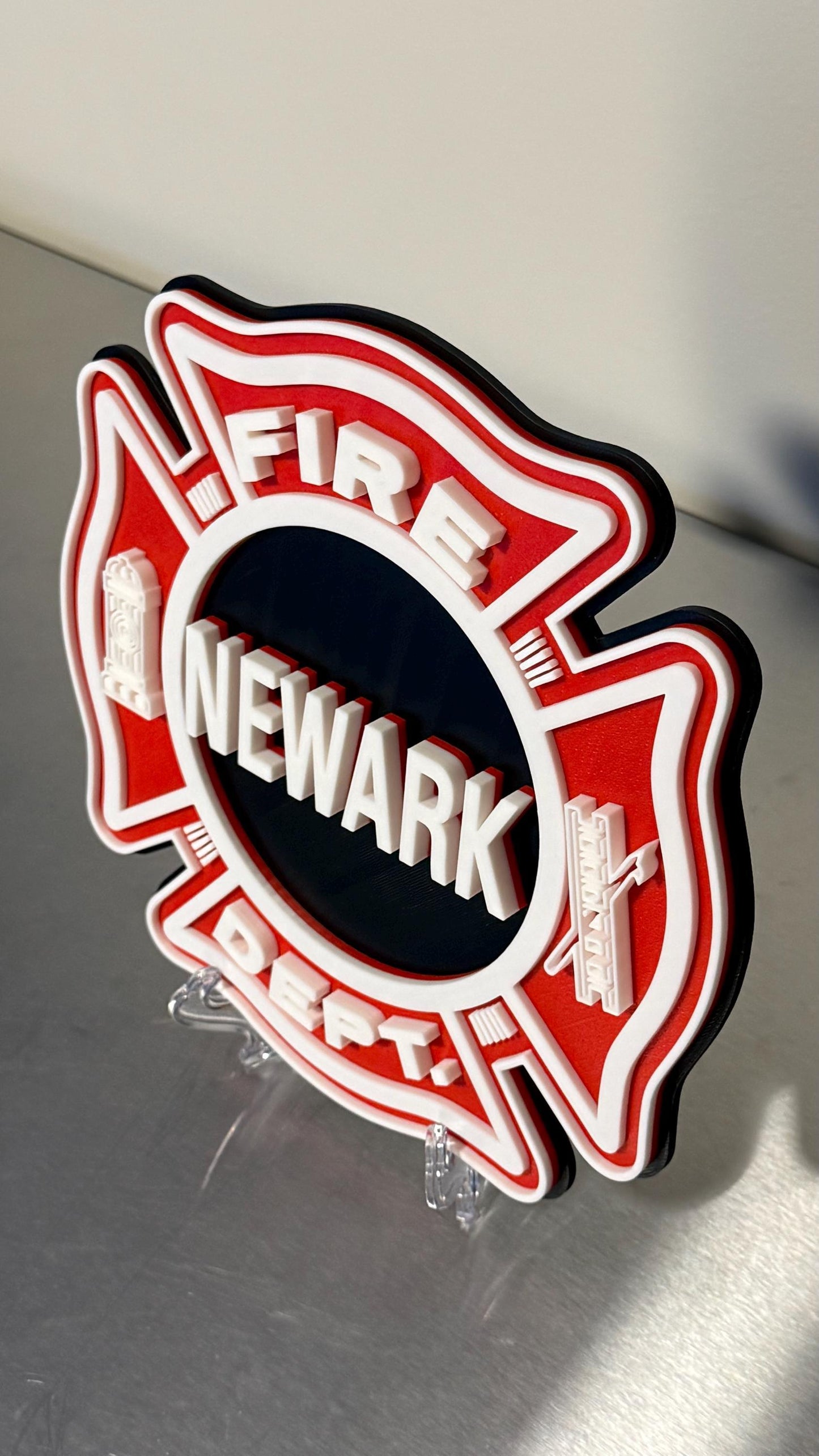Newark NJ Fire Department 3D Embossed Plaque: First Responder Wall Art New Jersey