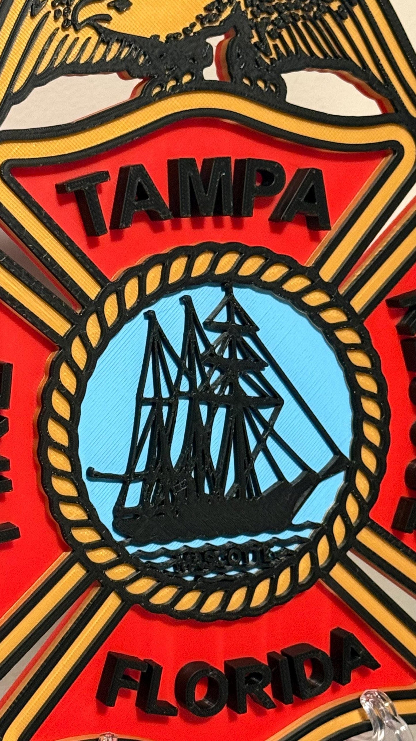 Tampa Fire Department 3D Plaque - First Responder Wall Art Florida