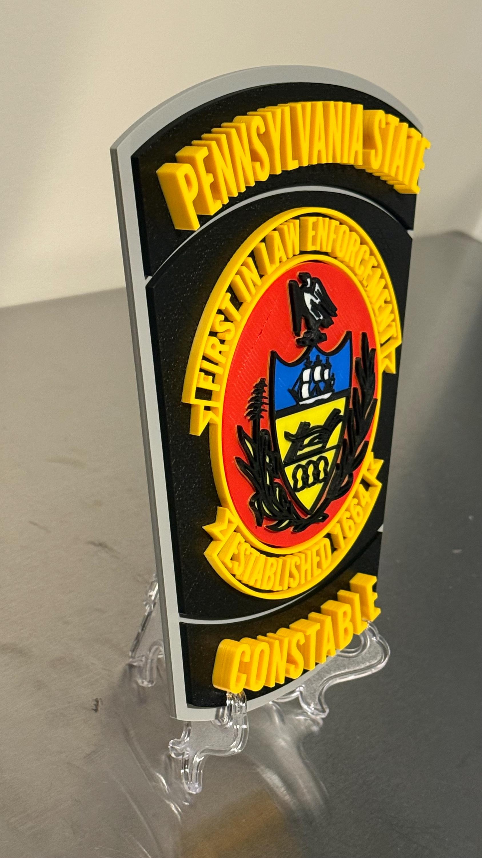 PA State Constable 3D Display Plaque - First Responder Wall Art PA Pennsylvania