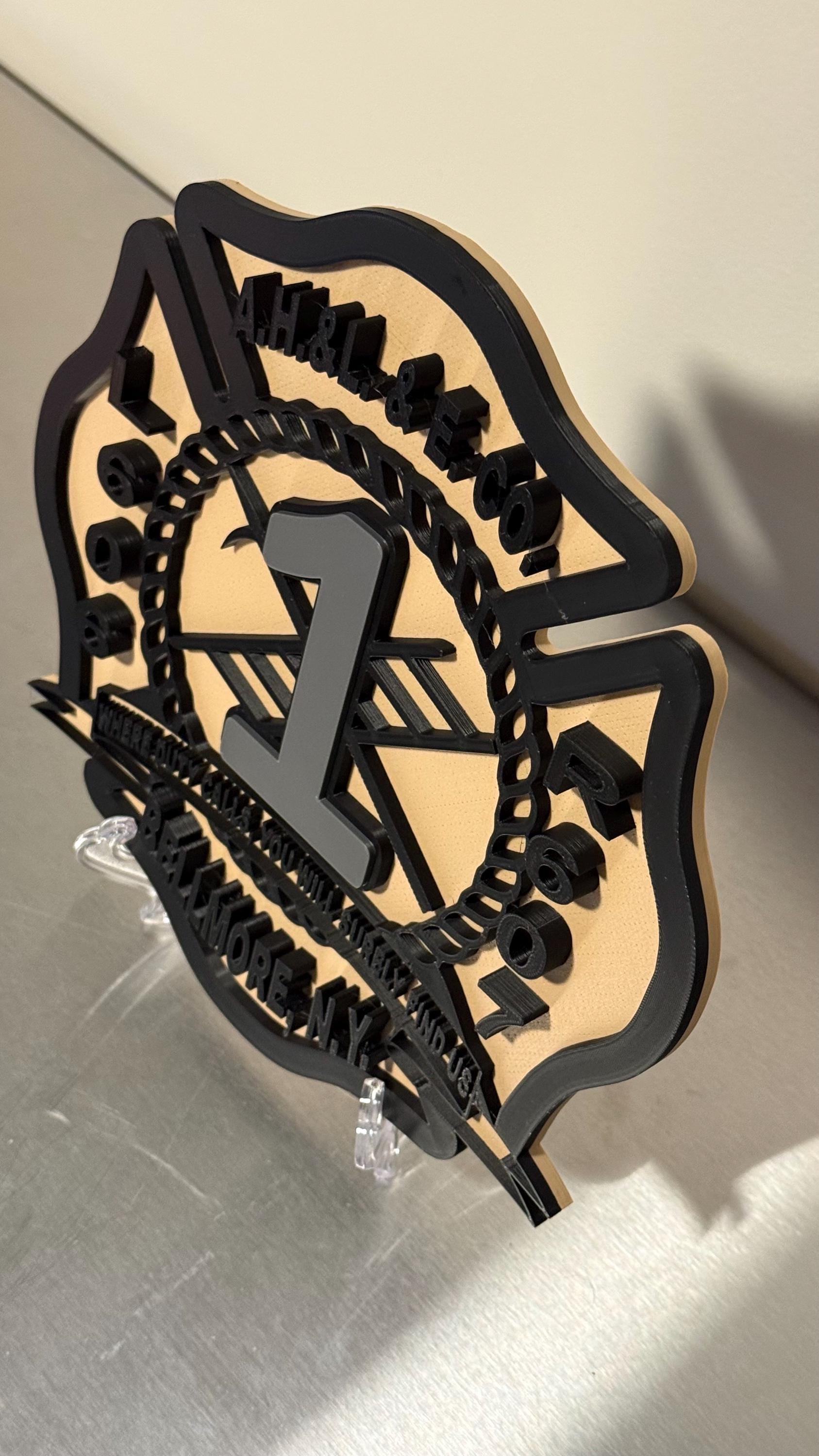 Bellmore NY Fire Department 3D Embossed Plaque: Firefighter Gift New York