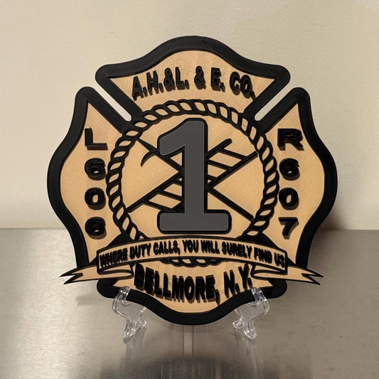 Bellmore NY Fire Department 3D Embossed Plaque: Firefighter Gift New York