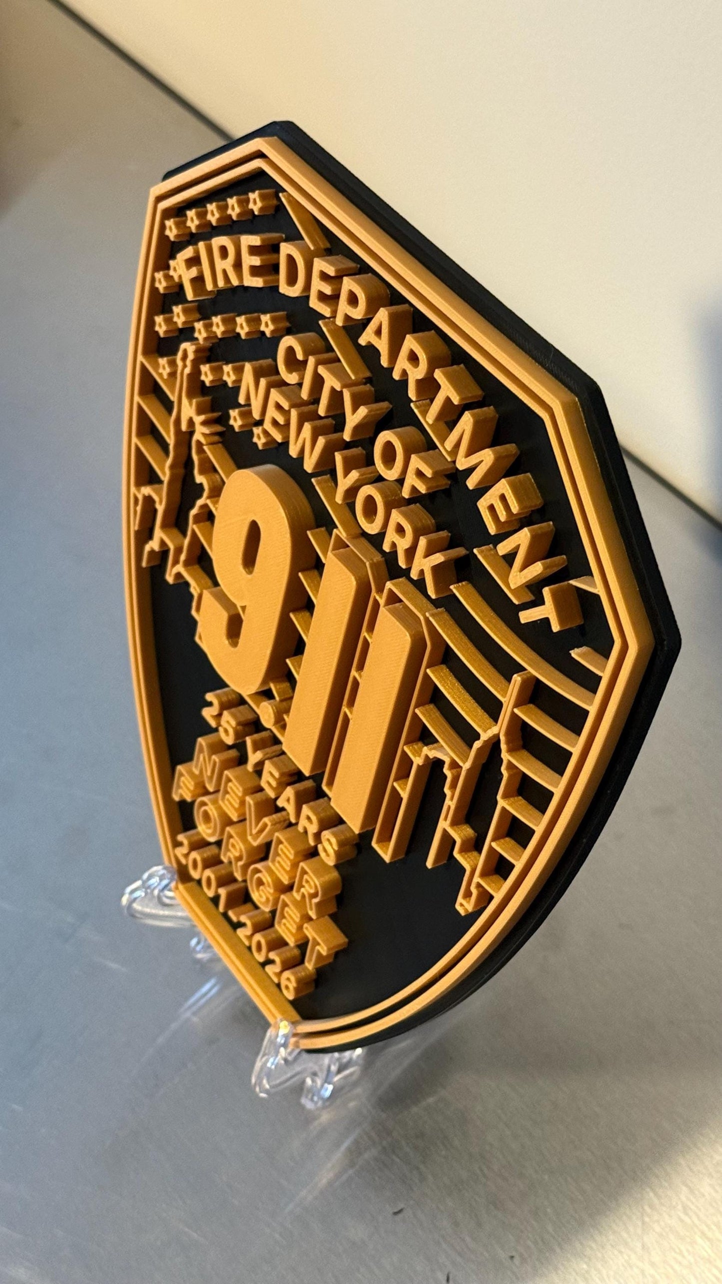 FDNY 9/11 25 Years Embossed Plaque: Firefighter Gift, NYC Wall Decor