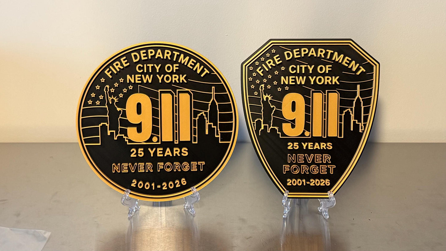 FDNY 9/11 25 Years Embossed Plaque: Firefighter Gift, NYC Wall Decor