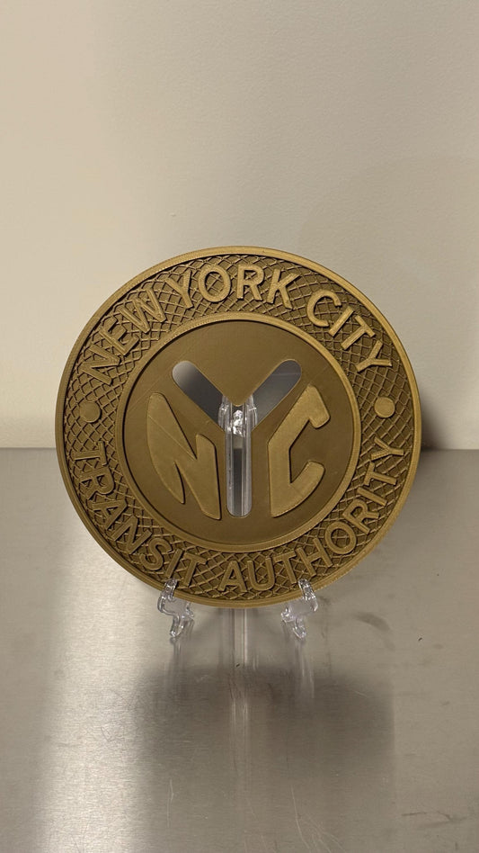 NYC Transit Token Plaque, Embossed 3D Design (9-Inch Wall or Shelf Display) New York