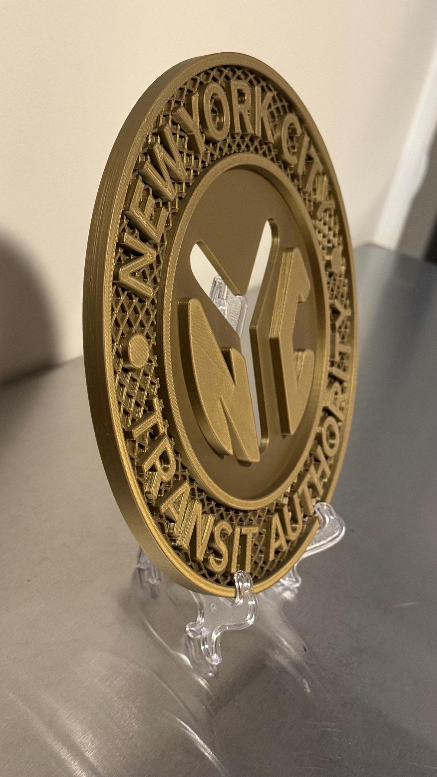 NYC Transit Token Plaque, Embossed 3D Design (9-Inch Wall or Shelf Display) New York