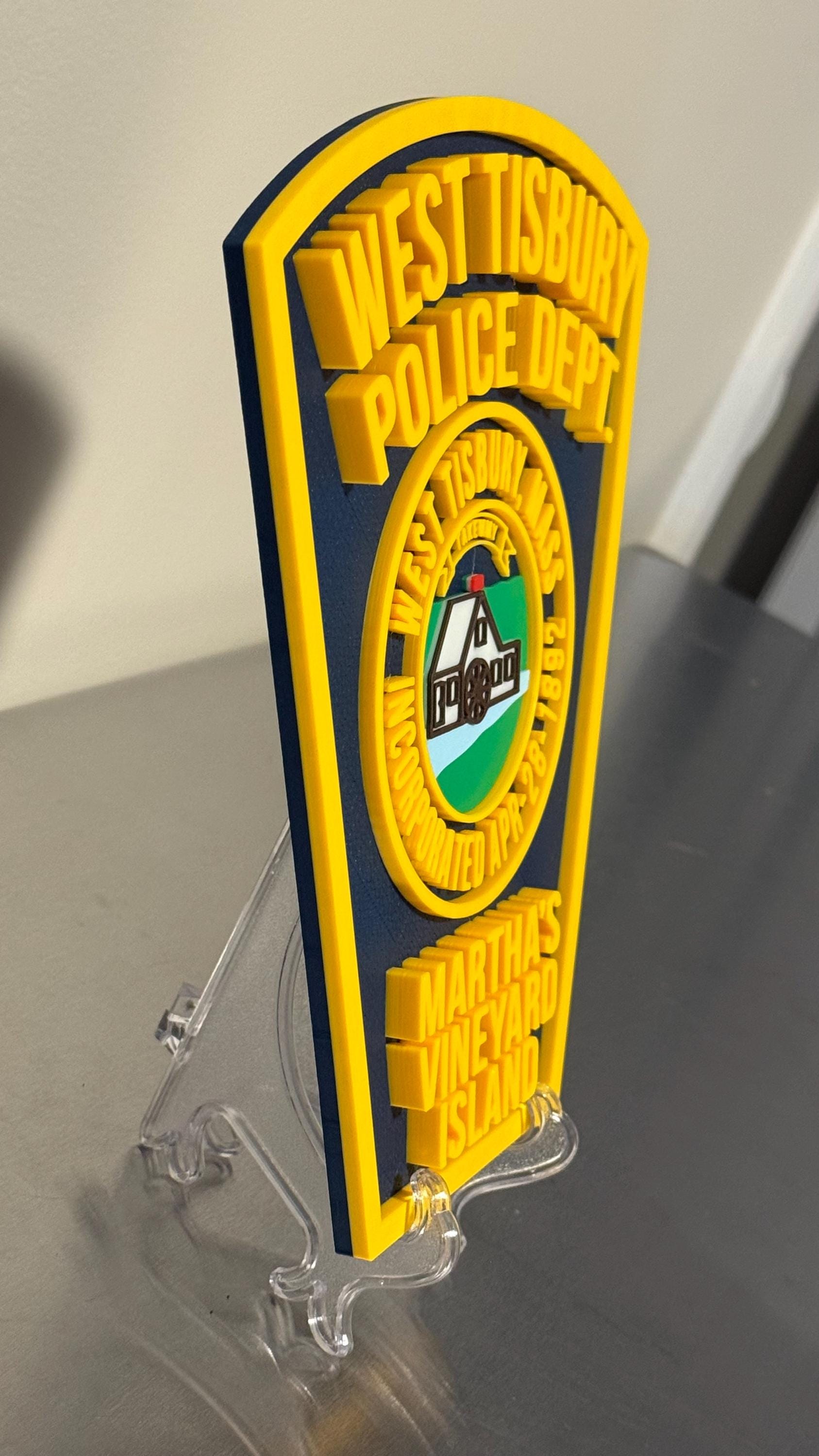 West Tisbury Police Martha's Vineyard Island 3D Plaque: First Responder Wall Art Massachusetts