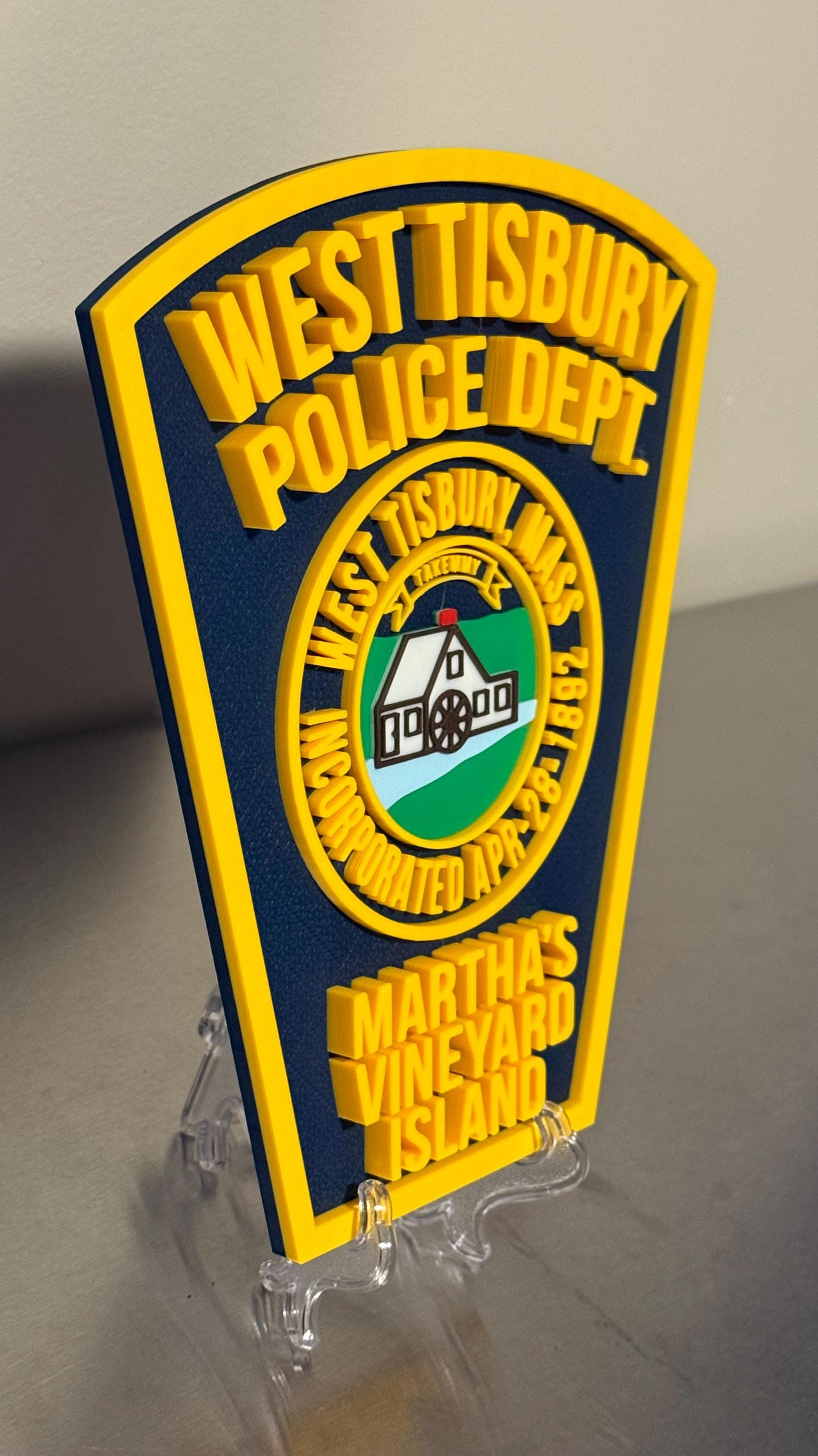 West Tisbury Police Martha's Vineyard Island 3D Plaque: First Responder Wall Art Massachusetts