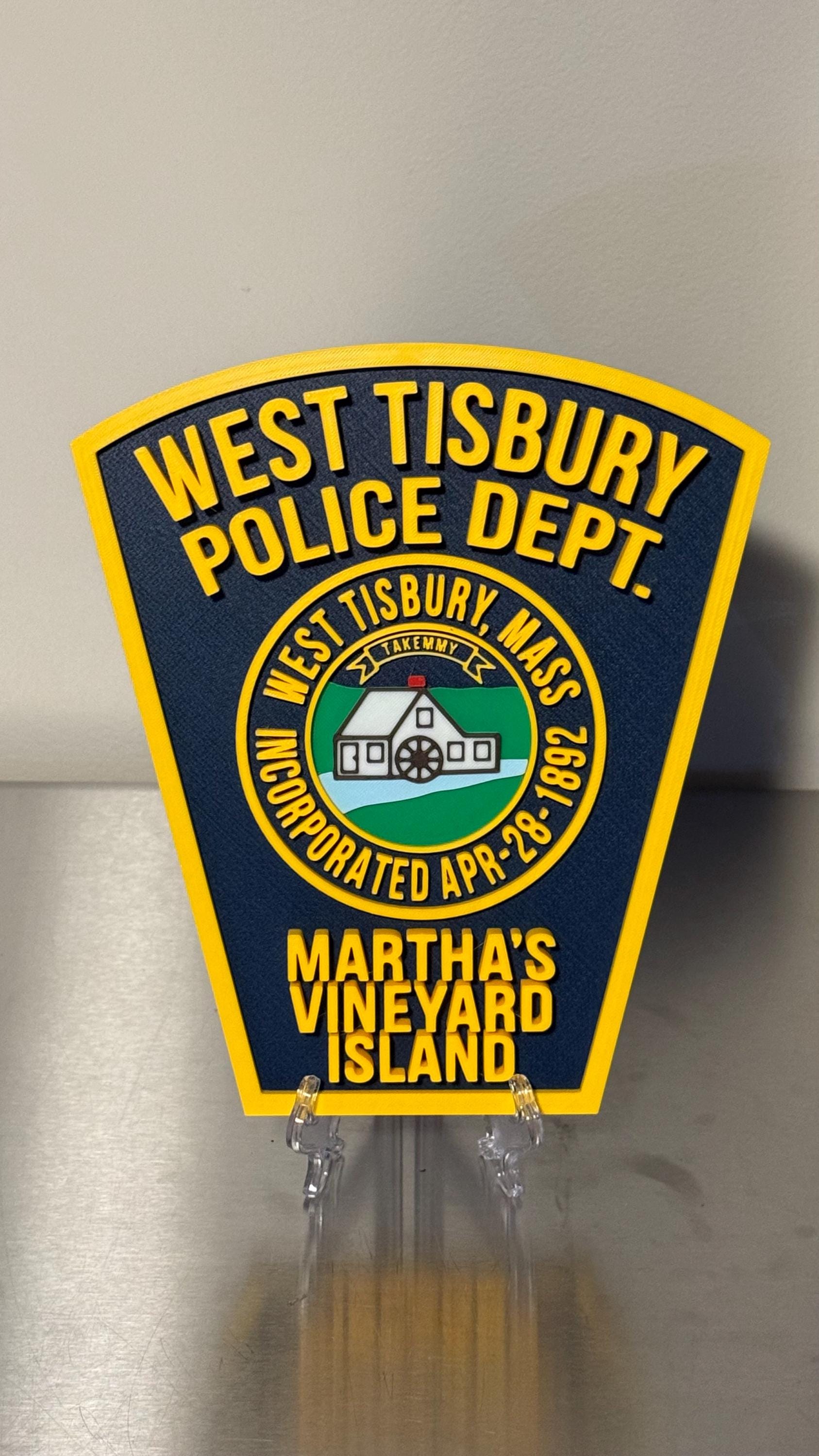 West Tisbury Police Martha's Vineyard Island 3D Plaque: First Responder Wall Art Massachusetts