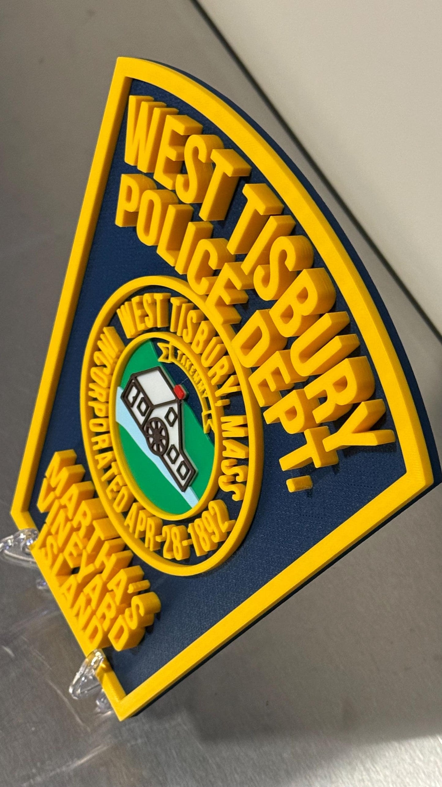 West Tisbury Police Martha's Vineyard Island 3D Plaque: First Responder Wall Art Massachusetts