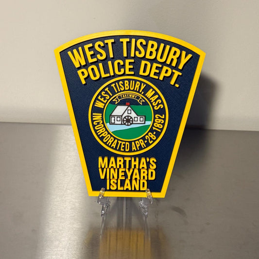 West Tisbury Police Martha's Vineyard Island 3D Plaque: First Responder Wall Art Massachusetts