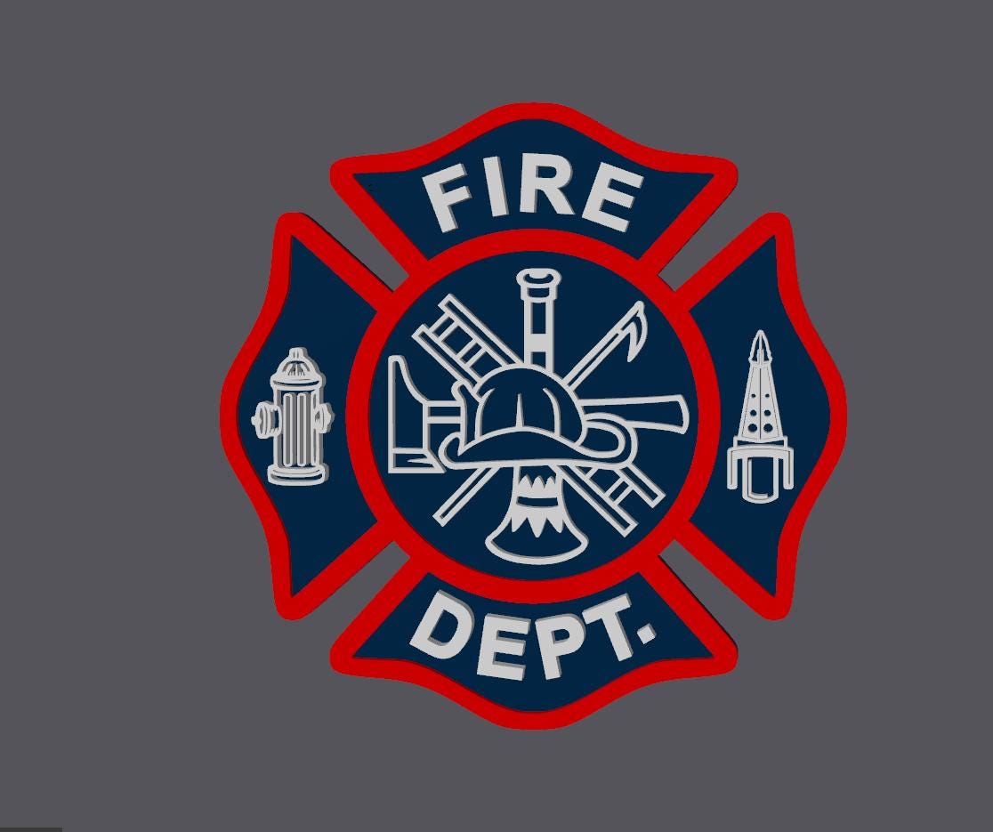 Customizable Fire Department Maltese Cross 3D Plaque First Responder Wall Art