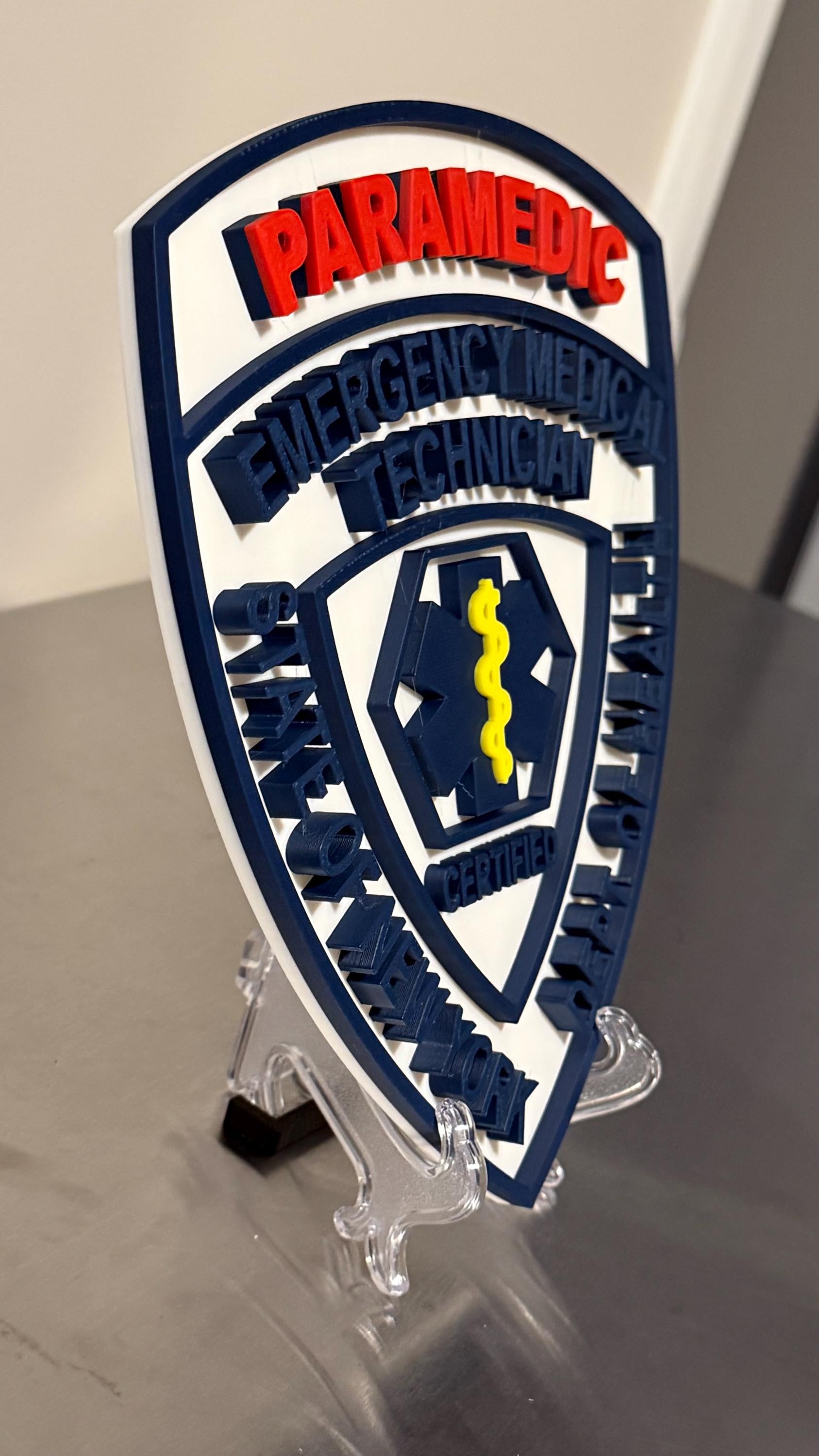 NYS Paramedic EMT 3D Display Plaque First Responder Wall Art NY New York New York