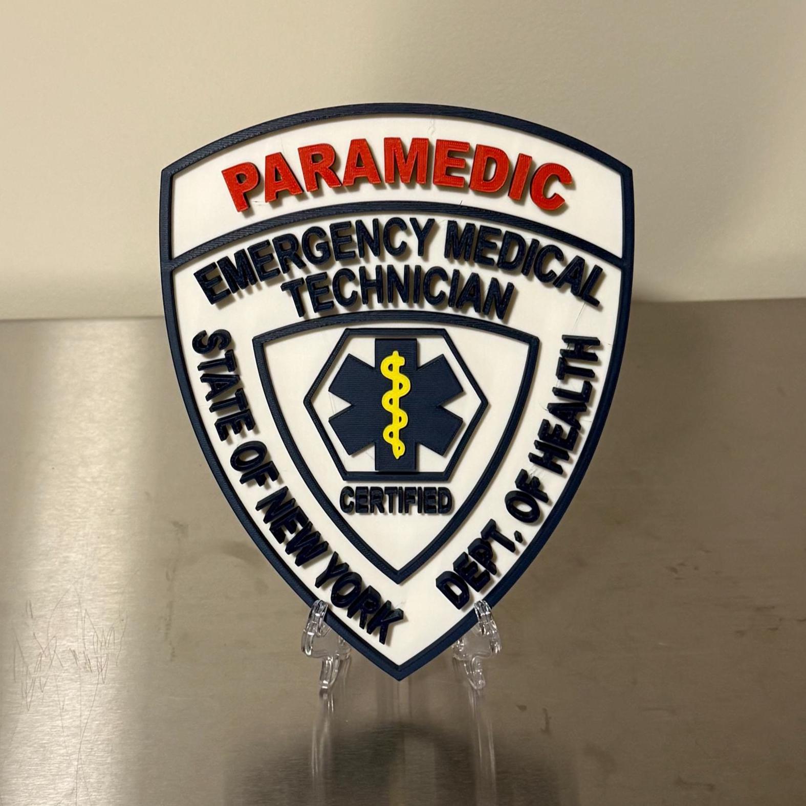 NYS Paramedic EMT 3D Display Plaque First Responder Wall Art NY New York New York