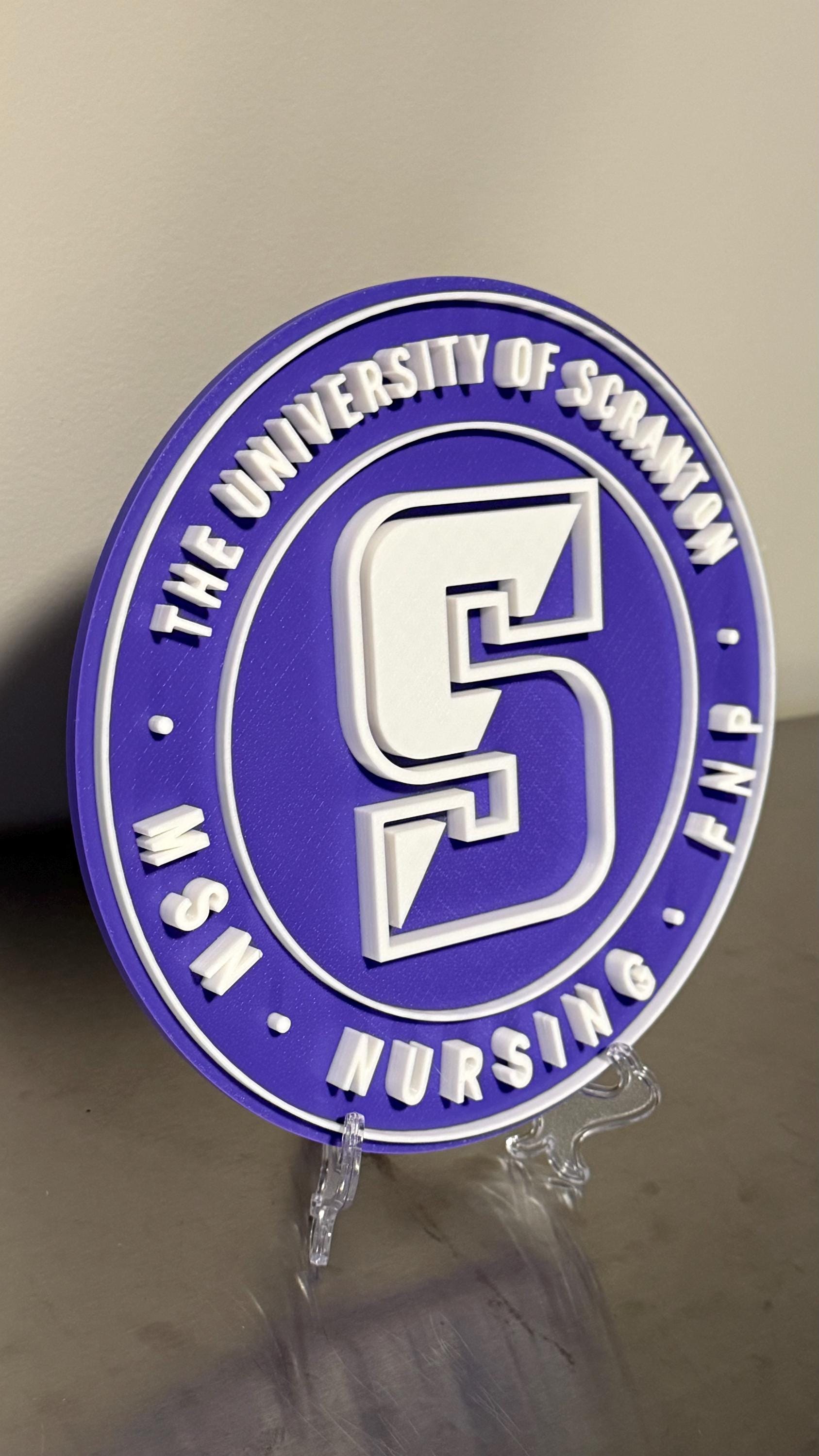 Customizable University of Scranton Pennsylvania 3D Embossed Display Plaque PA