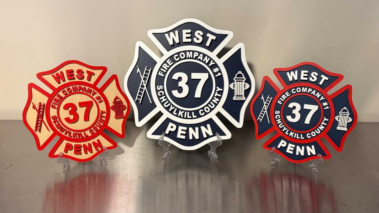 Customizable Fire Department Maltese Cross 3D Plaque First Responder Wall Art