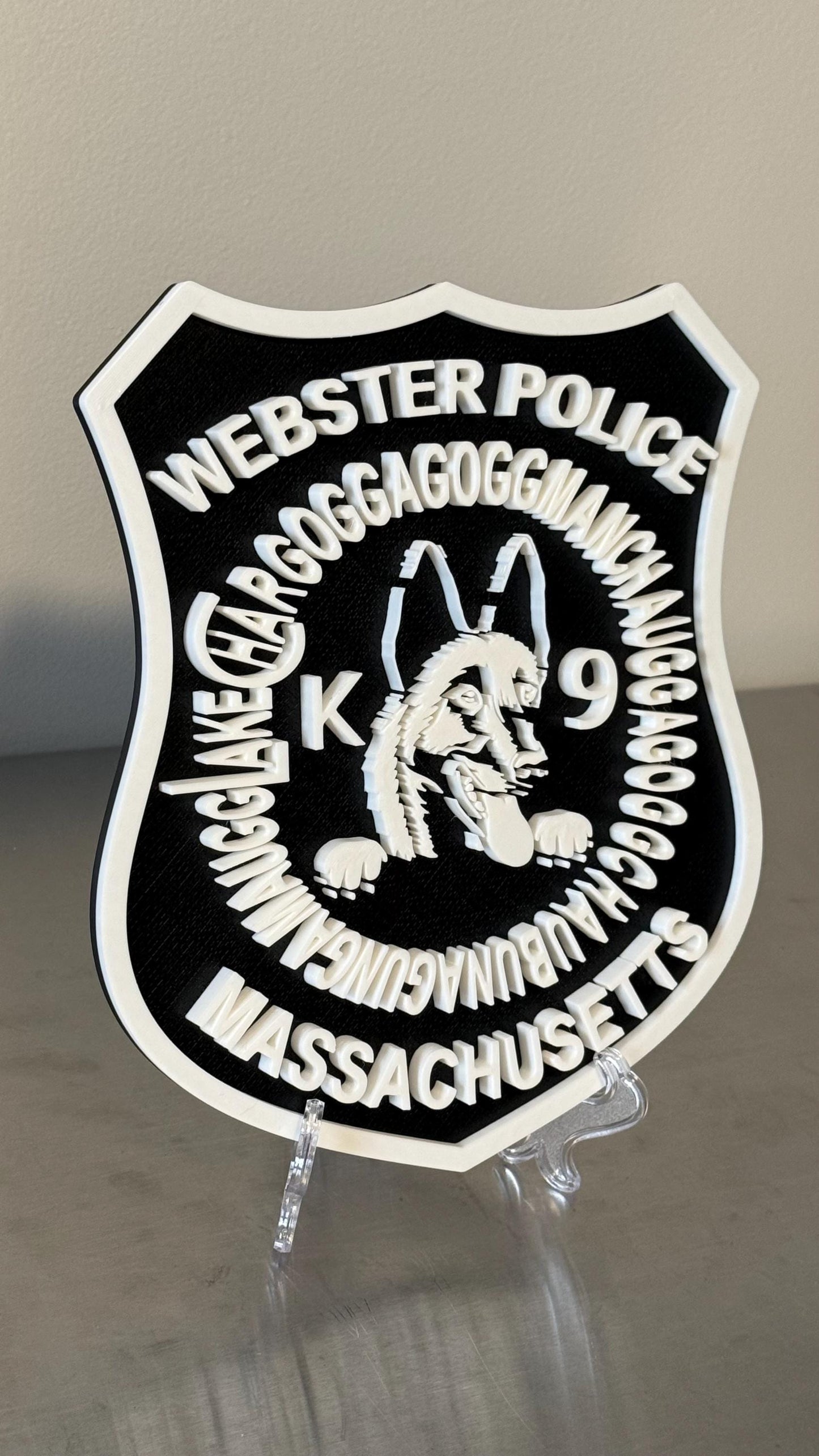 Webster Police K9 Plaque, 3D Embossed Wall Art (Massachusetts First Responder) Massachusetts