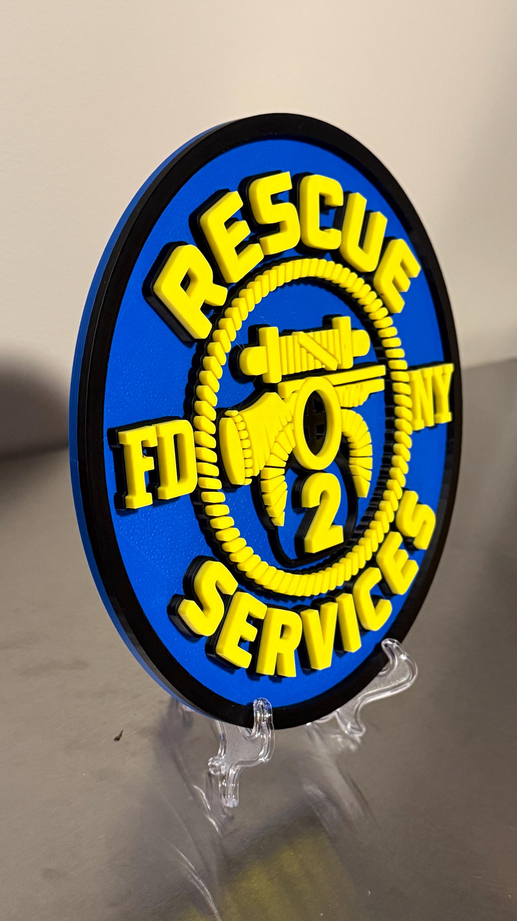 FDNY RESCUE 2, 3, 4 3D Embossed Display Plaque 9" Firefighter Gift, First Responder Firehouse
