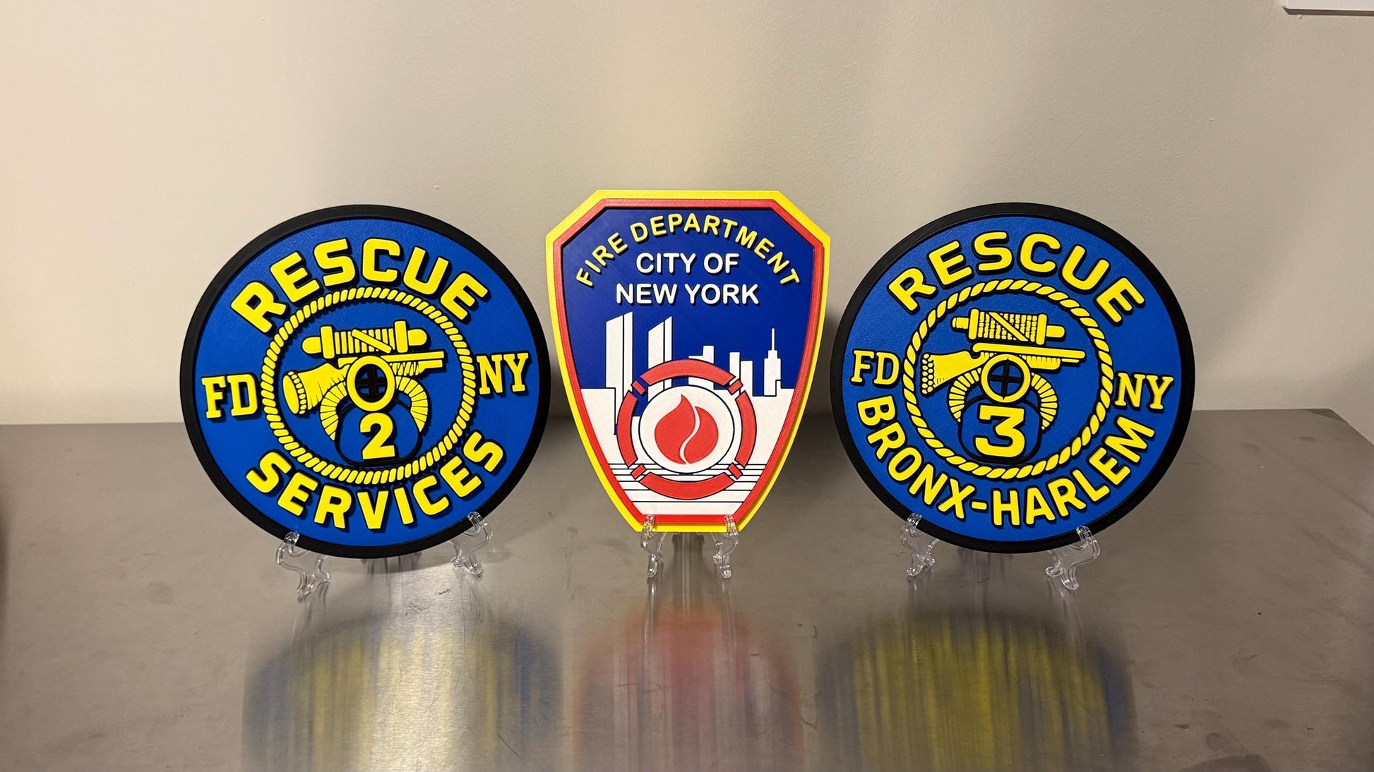 FDNY RESCUE 2, 3, 4 3D Embossed Display Plaque 9" Firefighter Gift, First Responder Firehouse