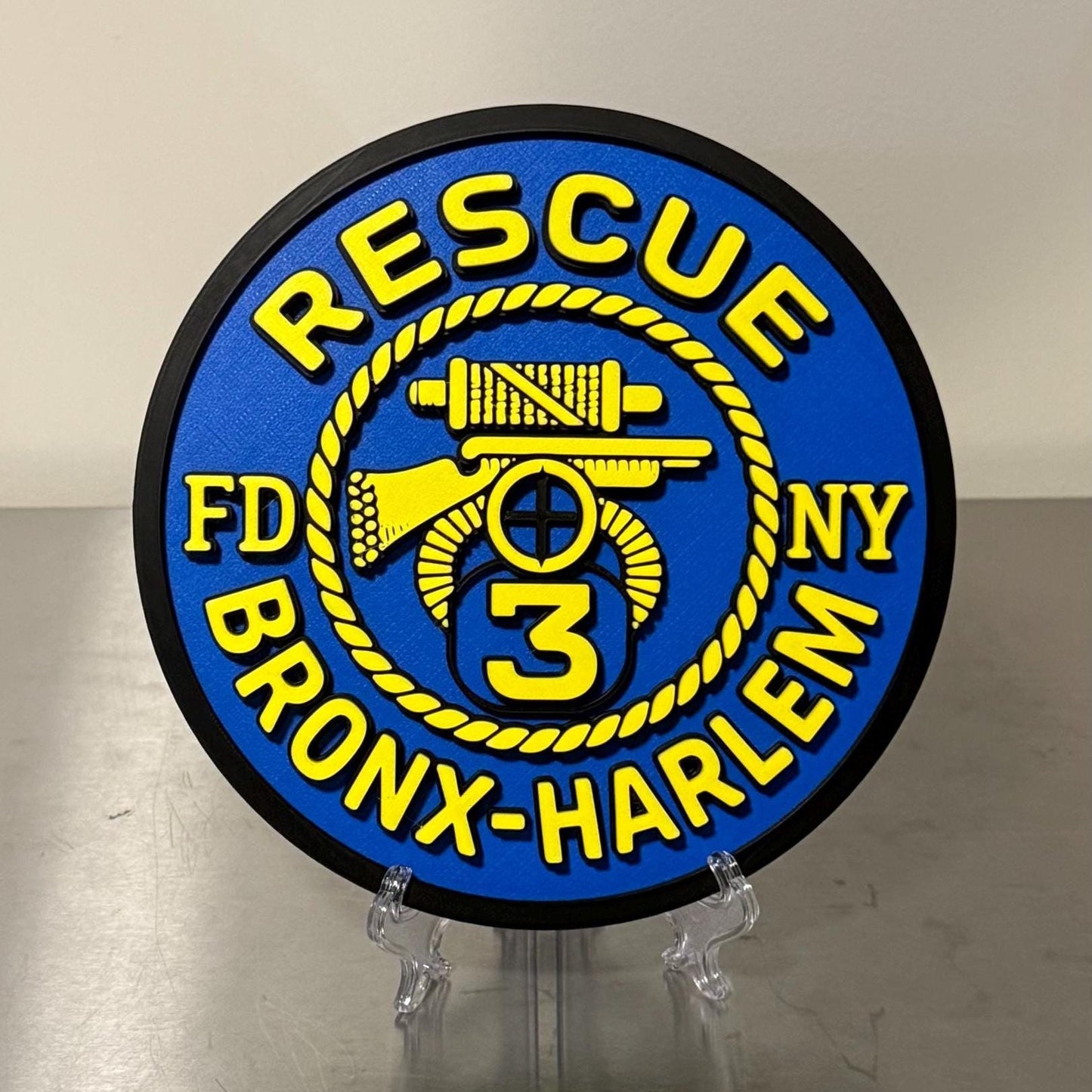 FDNY RESCUE 2, 3, 4 3D Embossed Display Plaque 9" Firefighter Gift, First Responder Firehouse