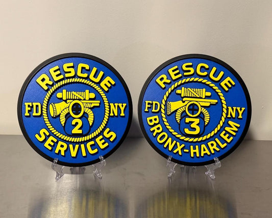 FDNY RESCUE 2, 3, 4 3D Embossed Display Plaque 9" Firefighter Gift, First Responder Firehouse