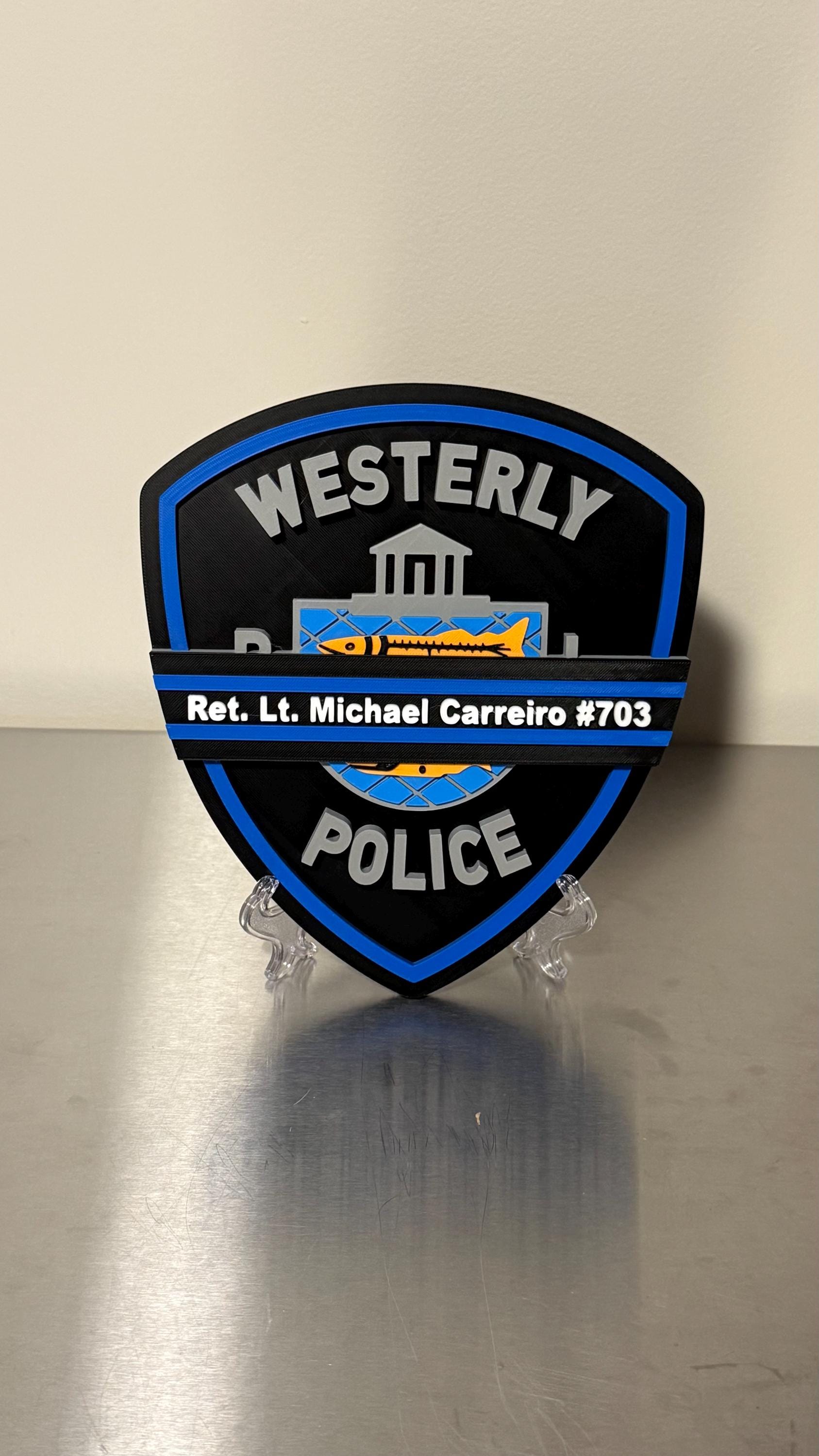 Westerly Rhode Island Police 3D Plaque: First Responder Wall Art