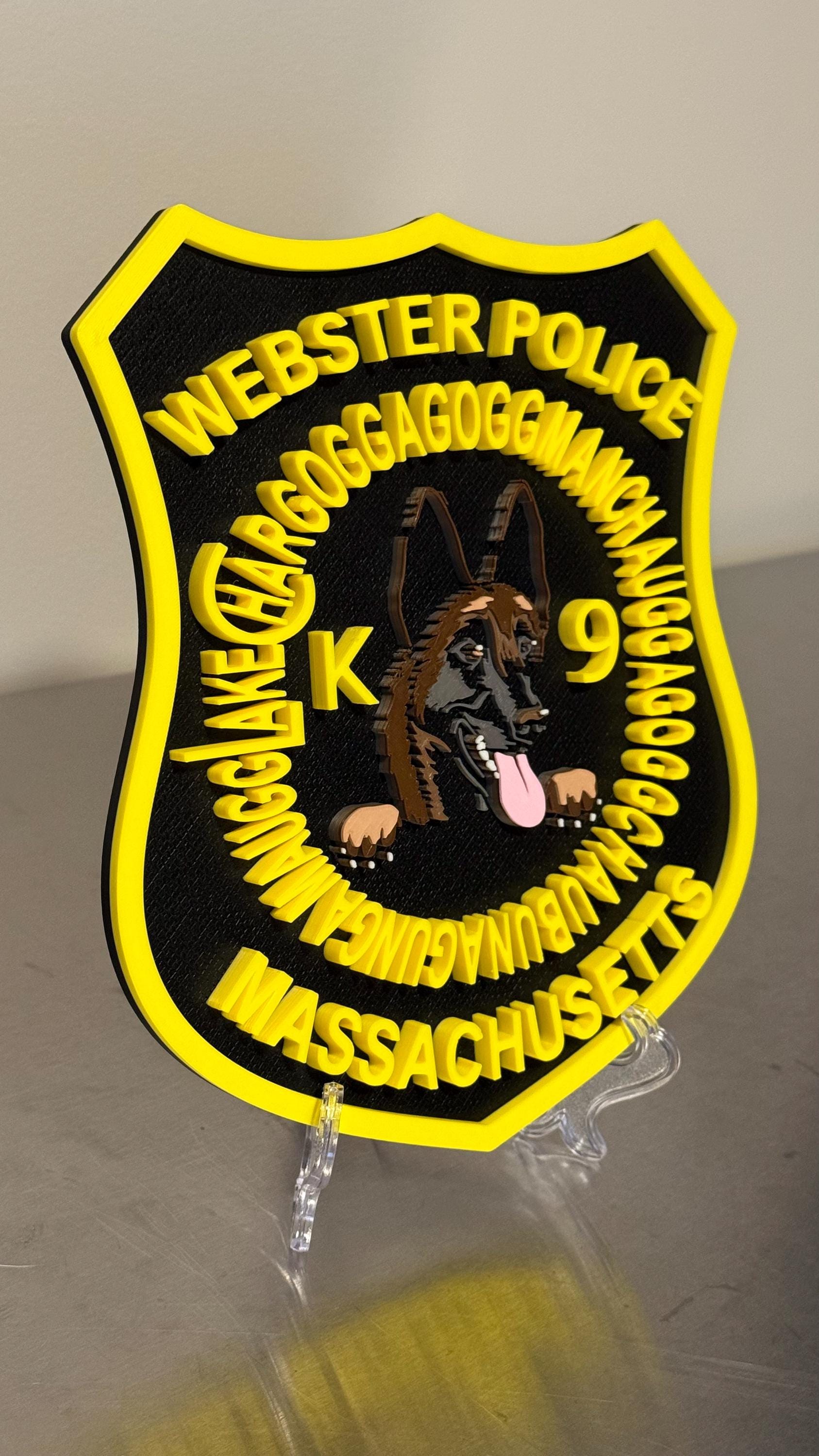 Webster Police K9 Plaque, 3D Embossed Wall Art (Massachusetts First Responder) Massachusetts