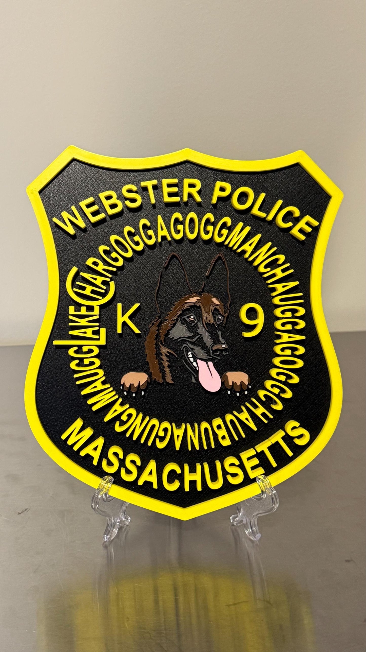 Webster Police K9 Plaque, 3D Embossed Wall Art (Massachusetts First Responder) Massachusetts