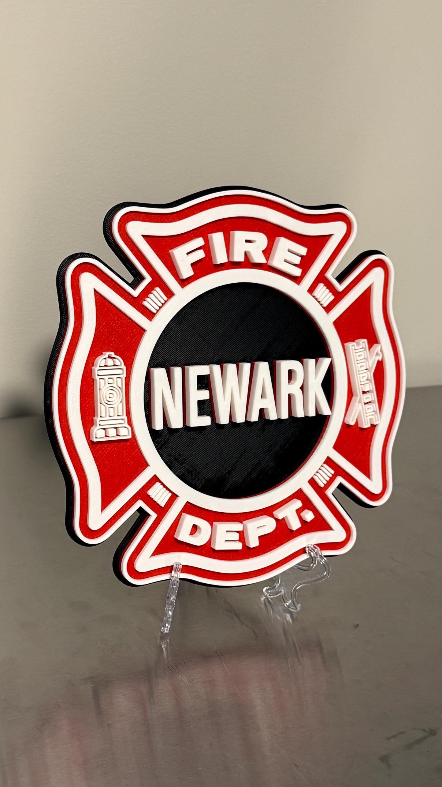 Newark NJ Fire Department 3D Embossed Plaque: First Responder Wall Art New Jersey