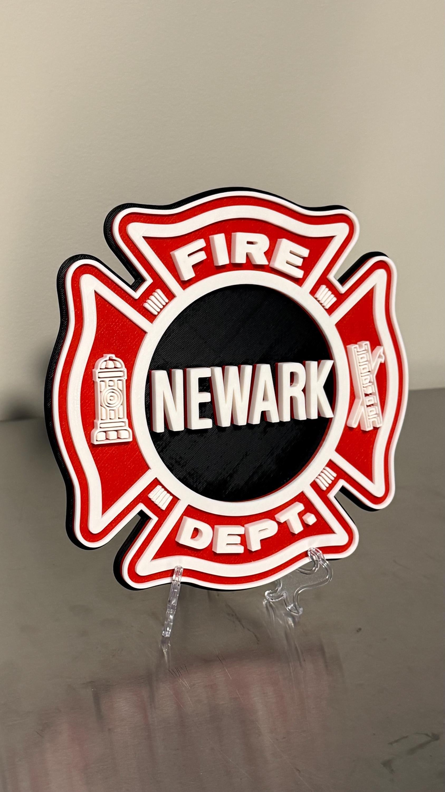 Newark NJ Fire Department 3D Embossed Plaque: First Responder Wall Art New Jersey