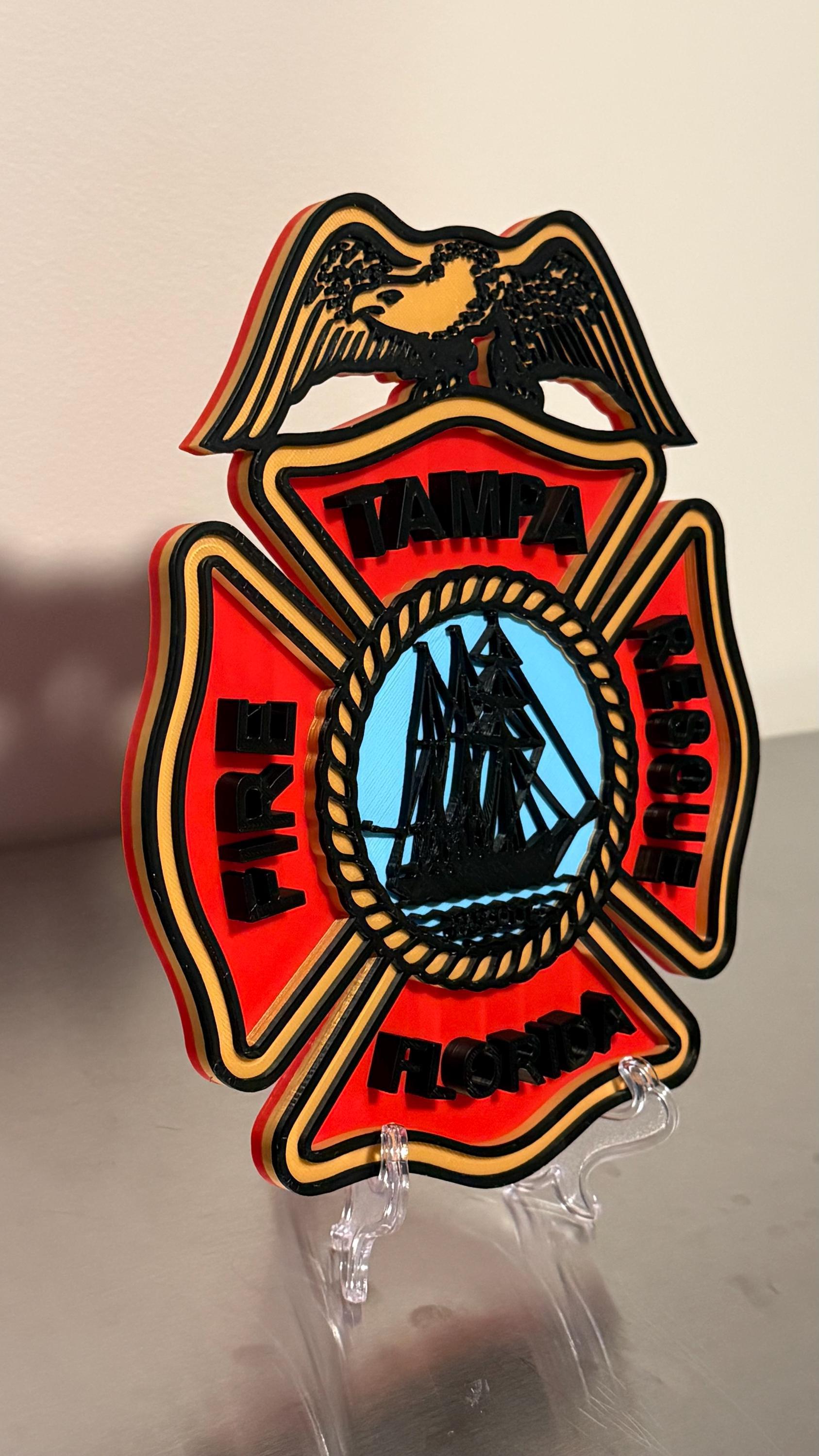 Tampa Fire Department 3D Plaque - First Responder Wall Art Florida