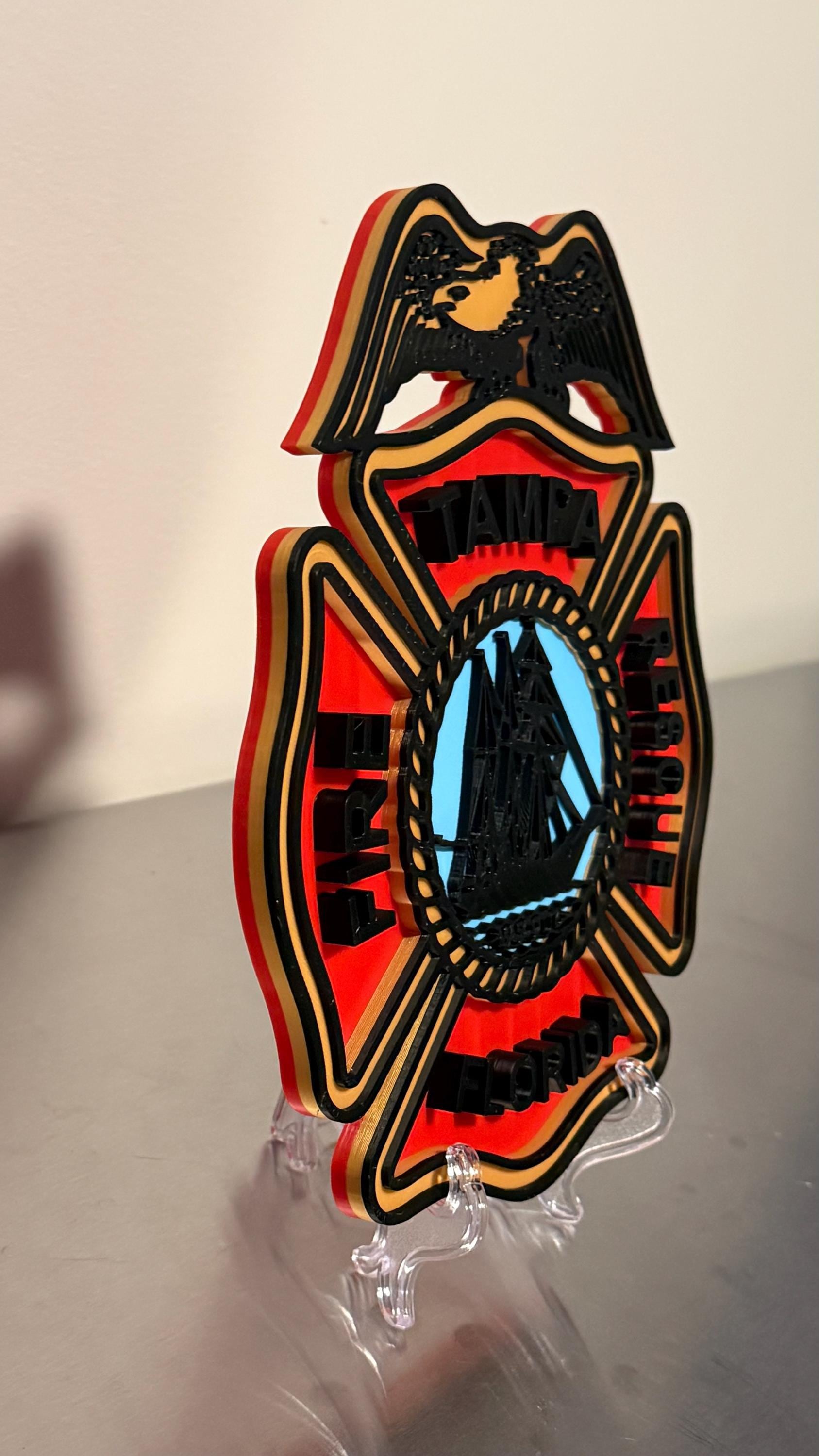 Tampa Fire Department 3D Plaque - First Responder Wall Art Florida