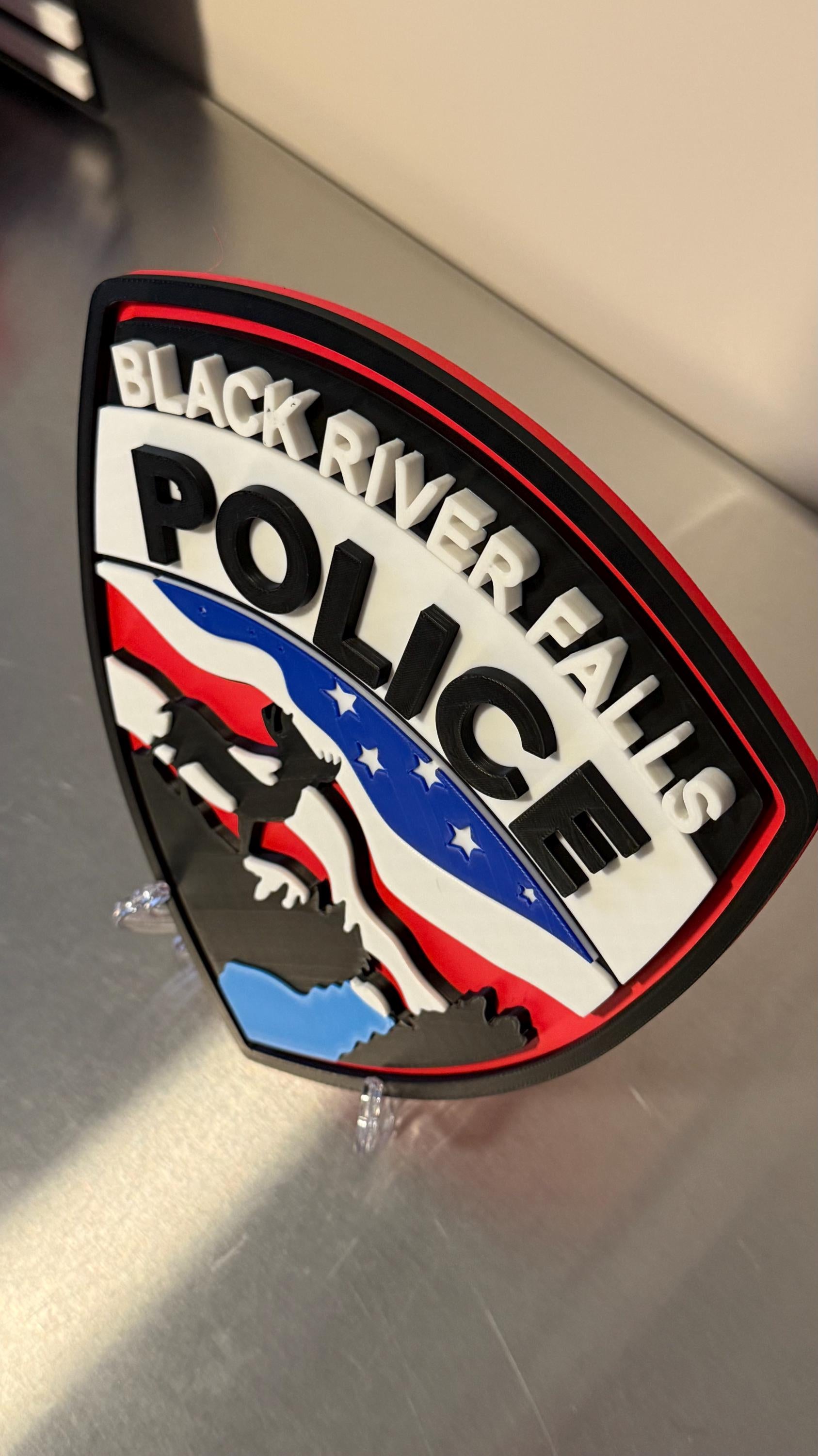 Black River Falls Police Department 3D Embossed Plaque: First Responder Wall Art WI Wisconsin