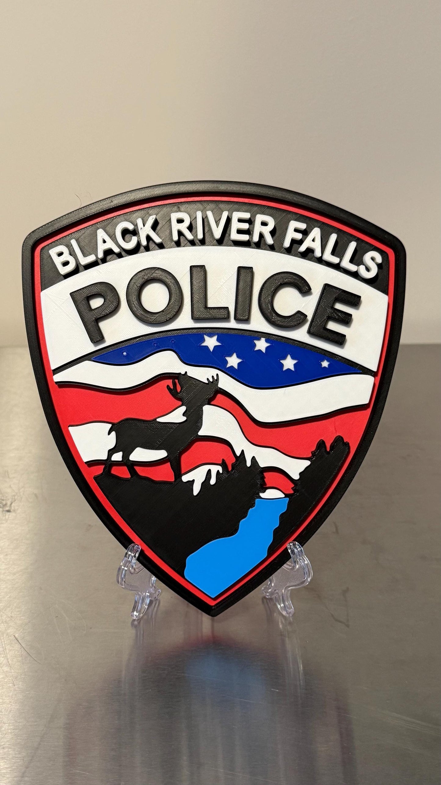 Black River Falls Police Department 3D Embossed Plaque: First Responder Wall Art WI Wisconsin