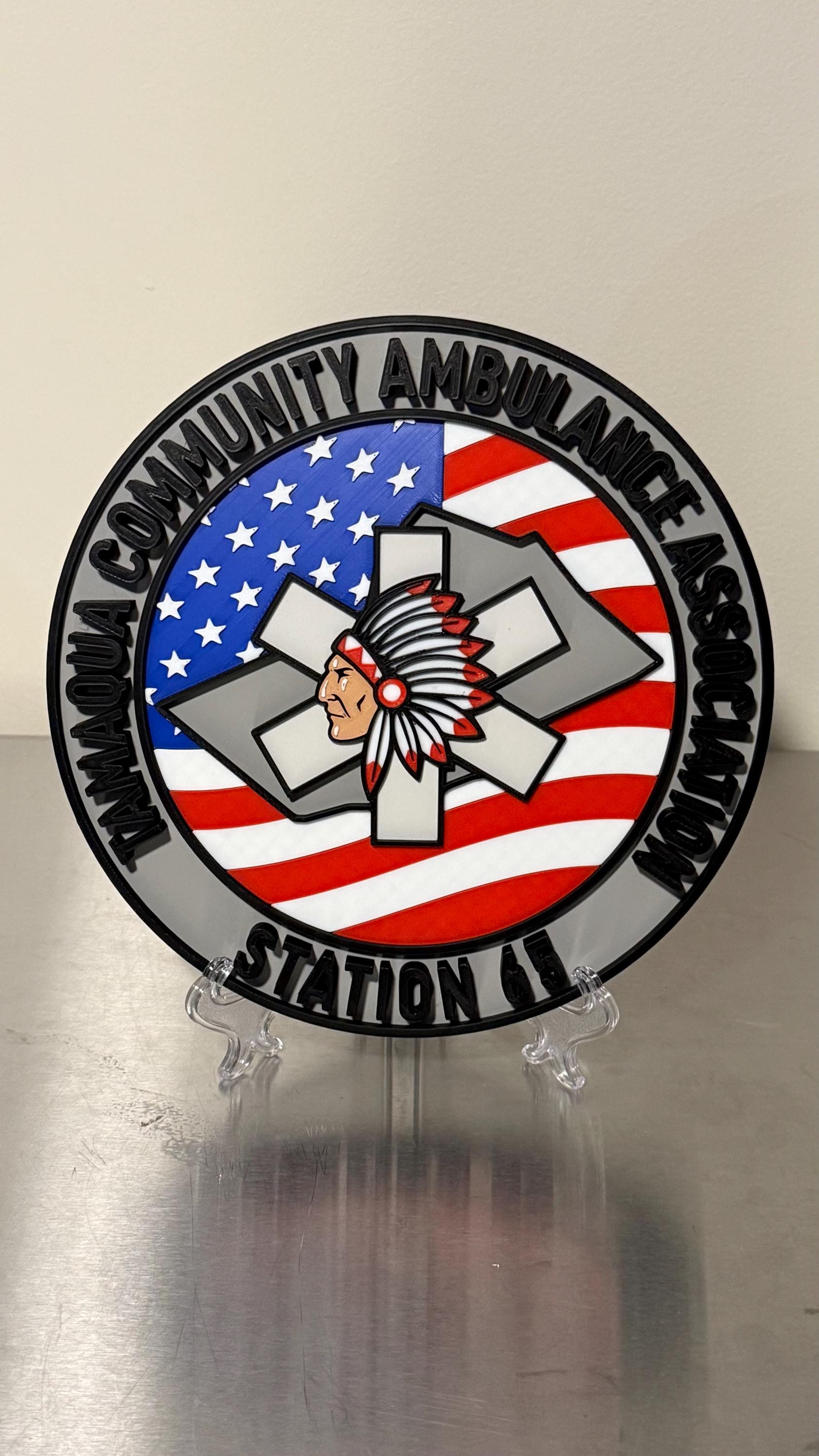 Tamaqua Ambulance Station 65 3D Embossed Plaque - Pennsylvania First Responder Wall Art