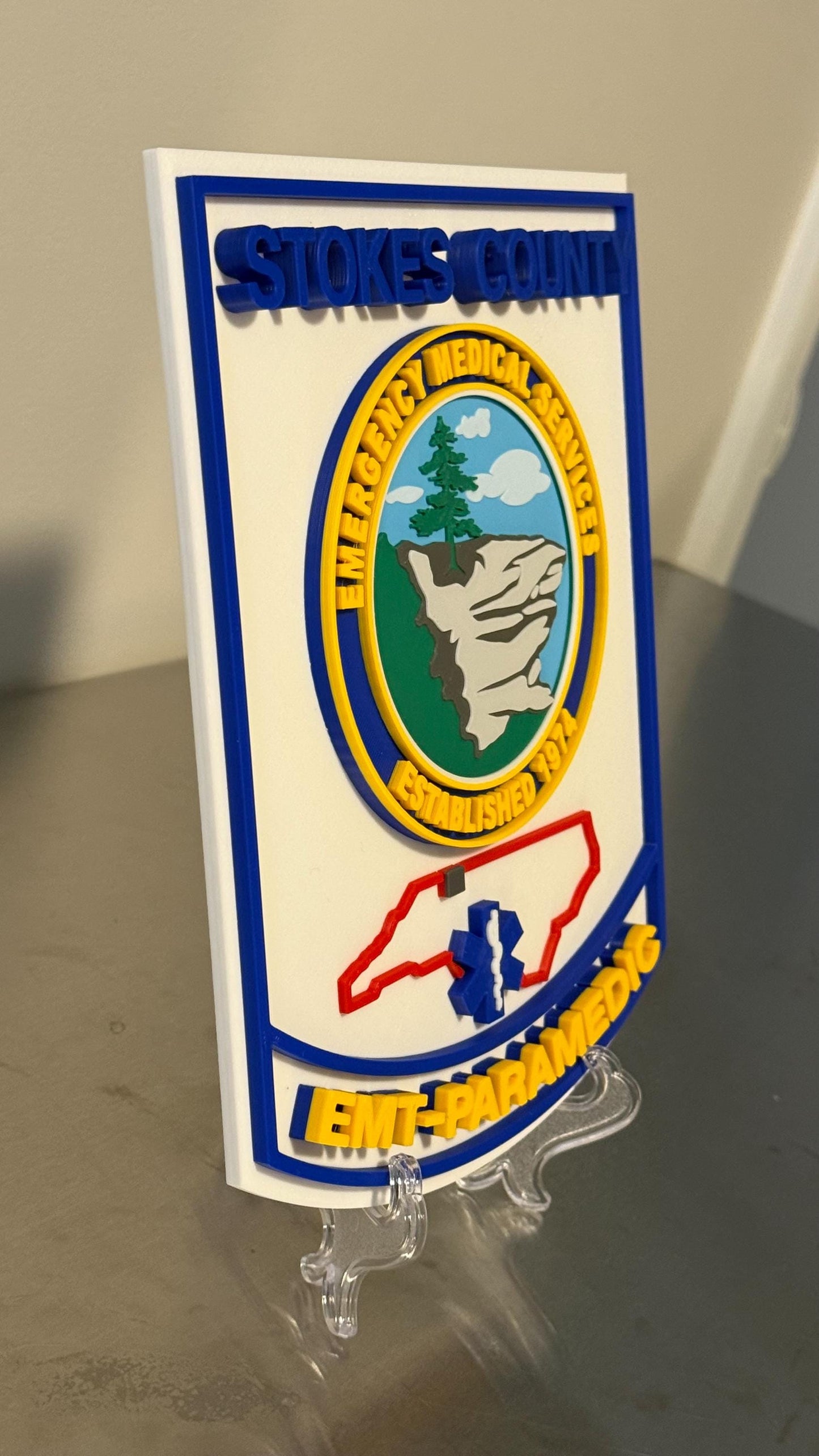 Stokes County EMS 3D Embossed Plaque - First Responder Wall Art NC