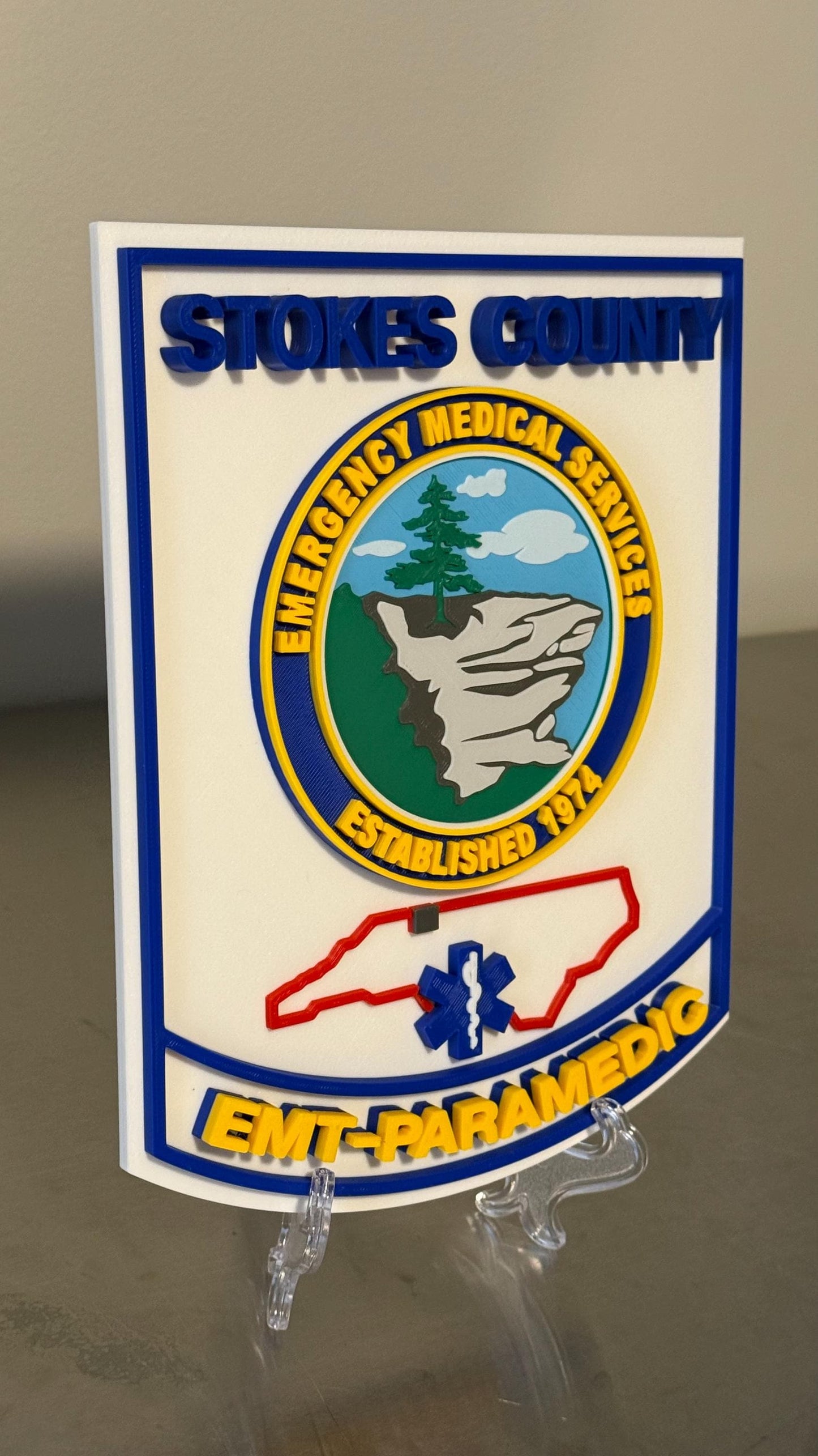 Stokes County EMS 3D Embossed Plaque - First Responder Wall Art NC