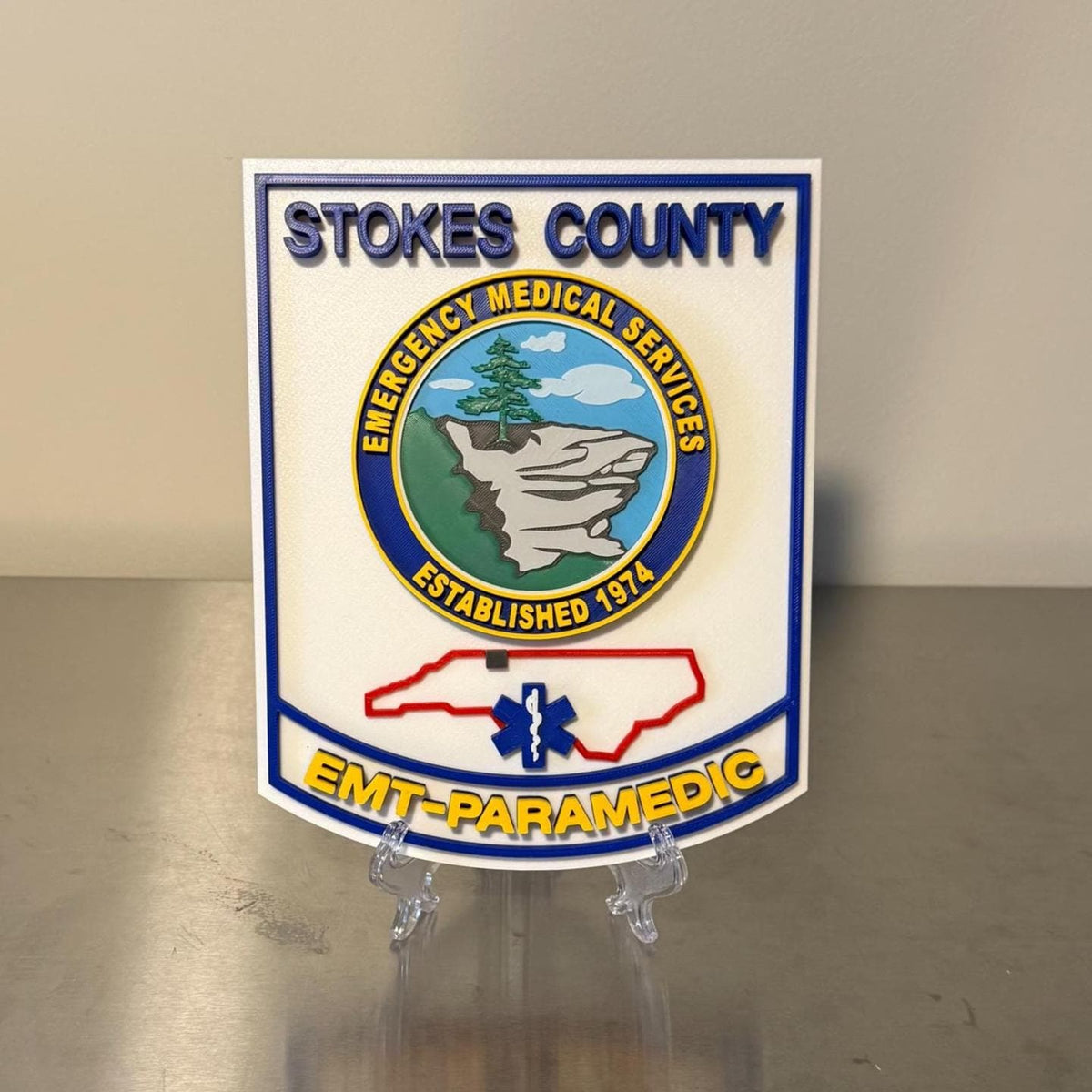 Stokes County EMS 3D Embossed Plaque - First Responder Display Plaque NC