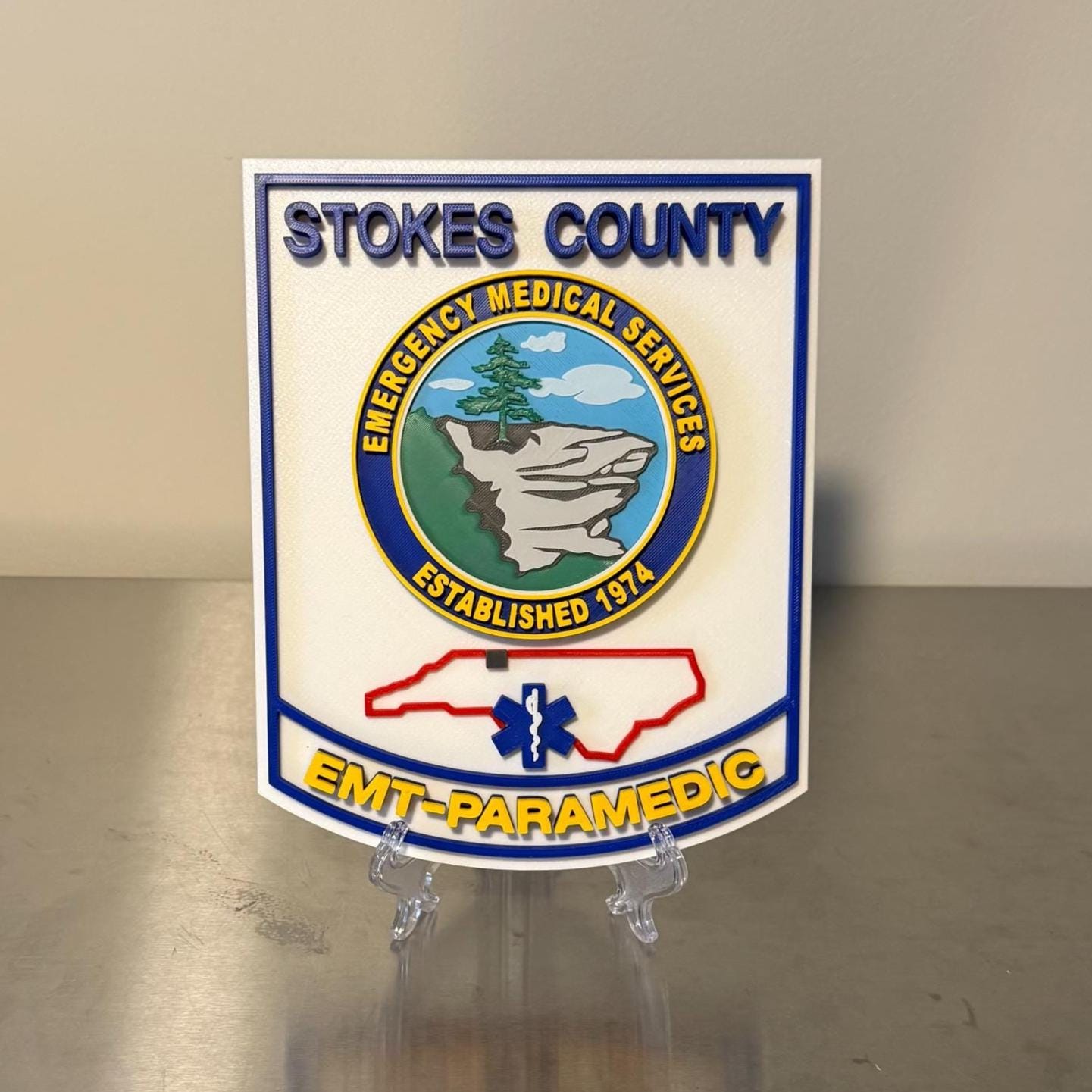 Stokes County EMS 3D Embossed Plaque - First Responder Wall Art NC