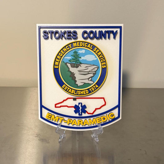 Stokes County EMS 3D Embossed Plaque - First Responder Wall Art NC