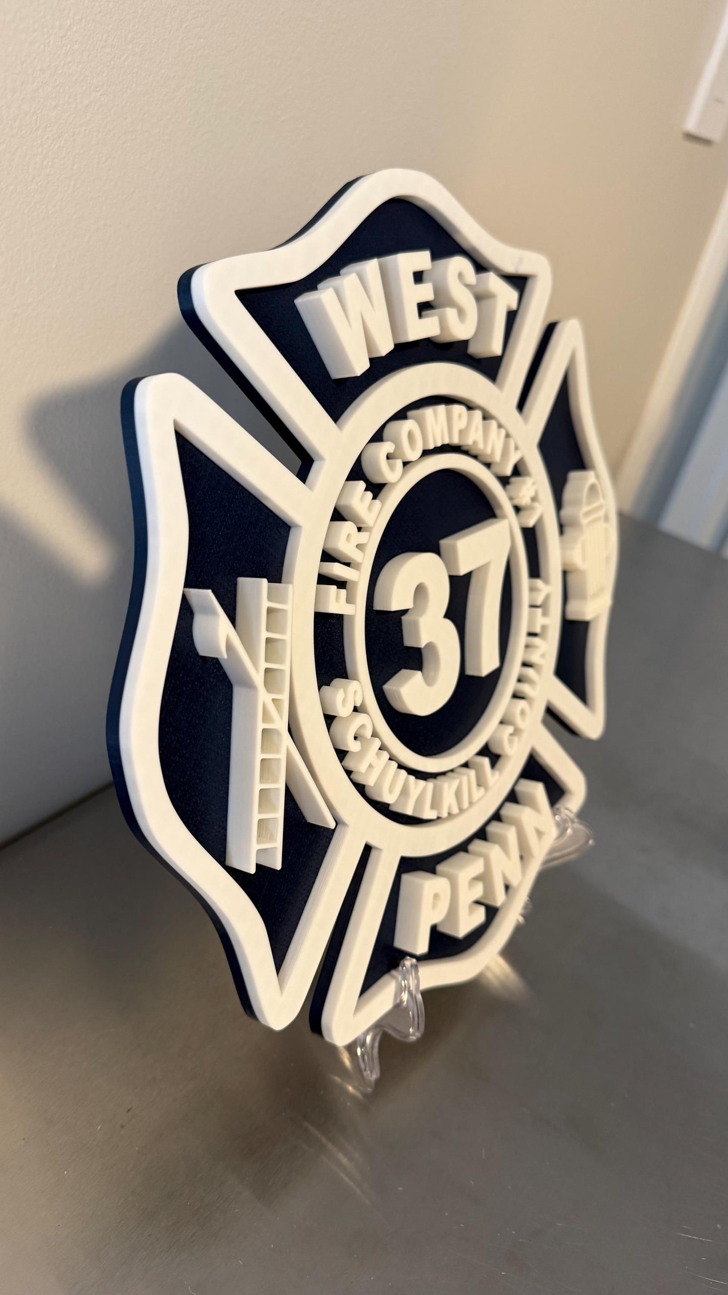 Customizable Fire Department Maltese Cross 3D Plaque First Responder Wall Art