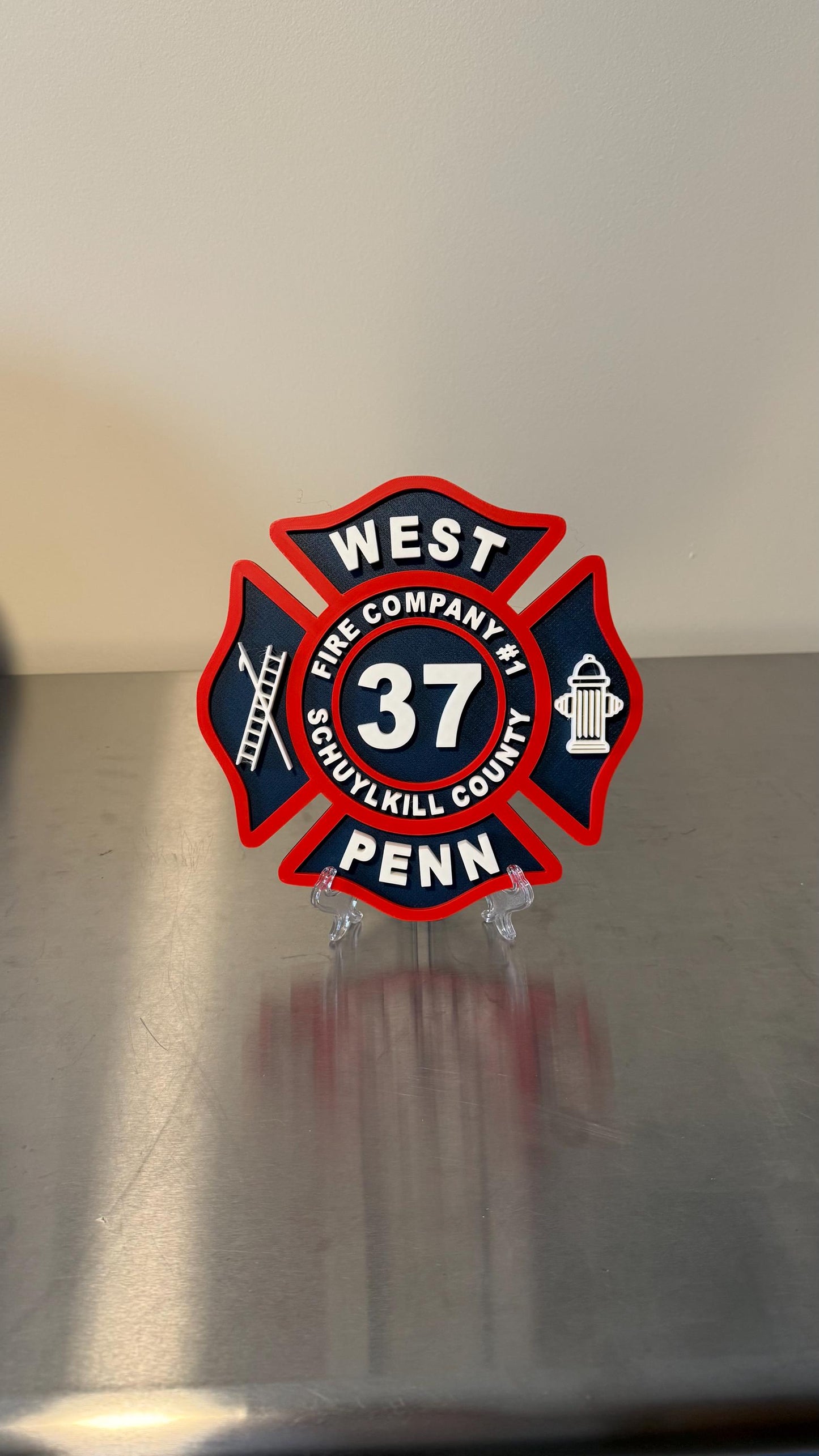 Two Color Customizable Fire Department Maltese Cross 3D Plaque First Responder Wall Art