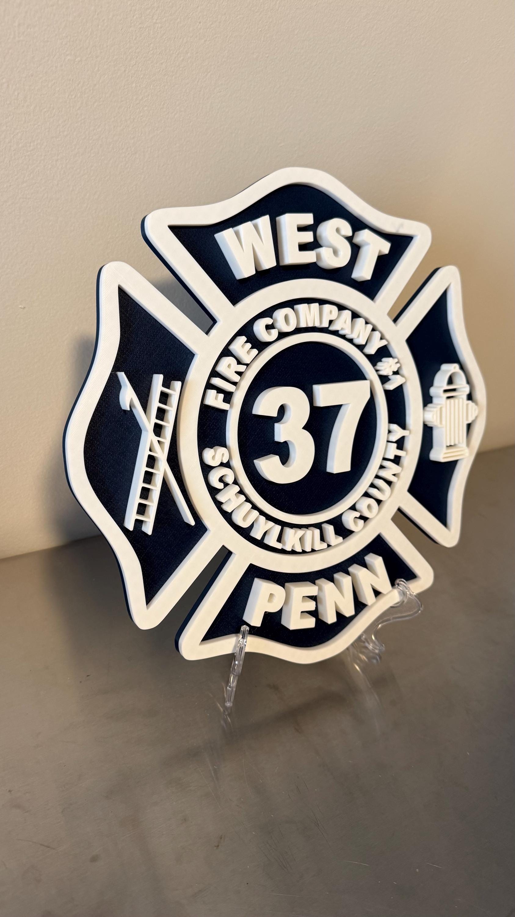 Two Color Customizable Fire Department Maltese Cross 3D Plaque First Responder Wall Art