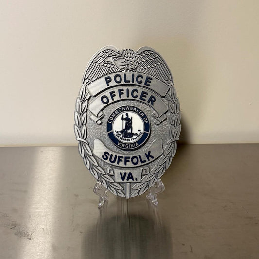Suffolk VA Police Badge Plaque: 3D Embossed First Responder Gift Virginia