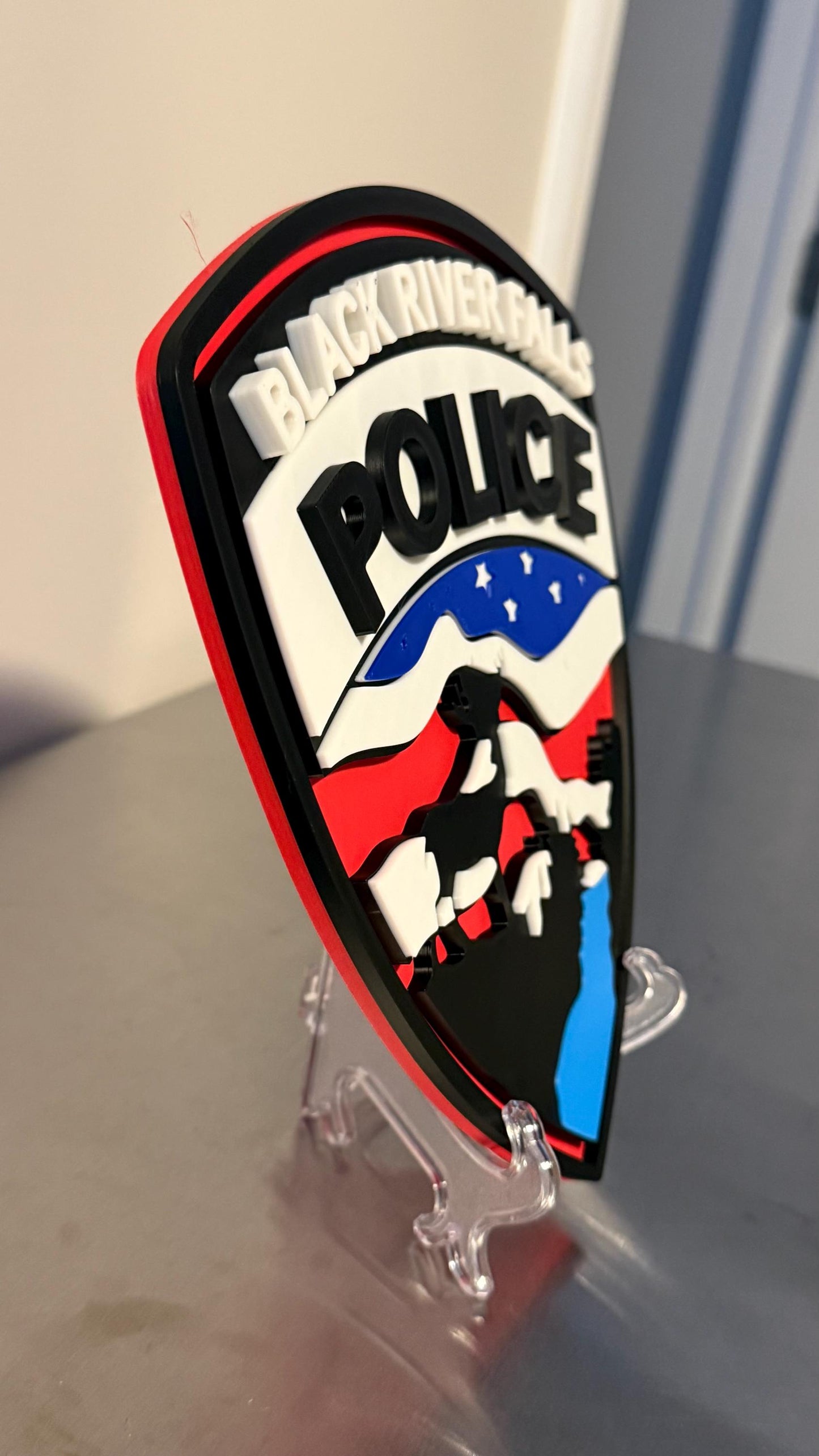 Black River Falls Police Department 3D Embossed Plaque: First Responder Wall Art WI Wisconsin