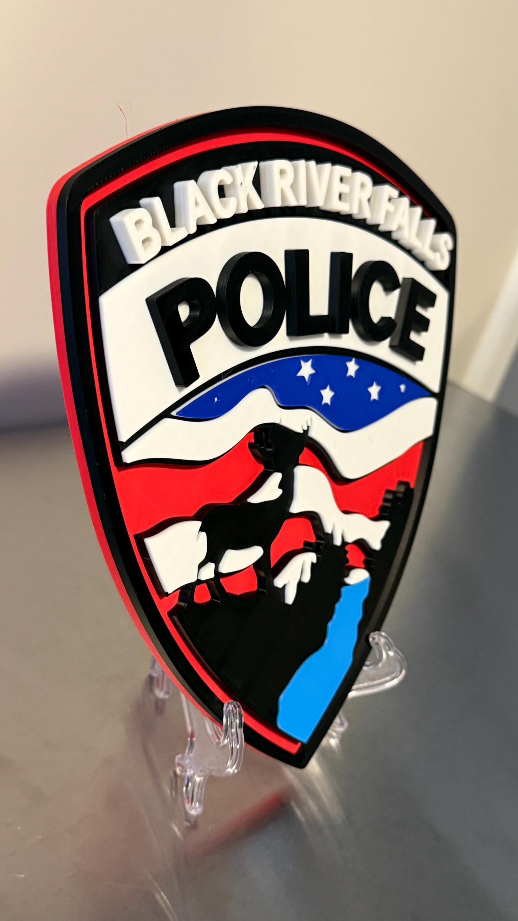Black River Falls Police Department 3D Embossed Plaque: First Responder Wall Art WI Wisconsin
