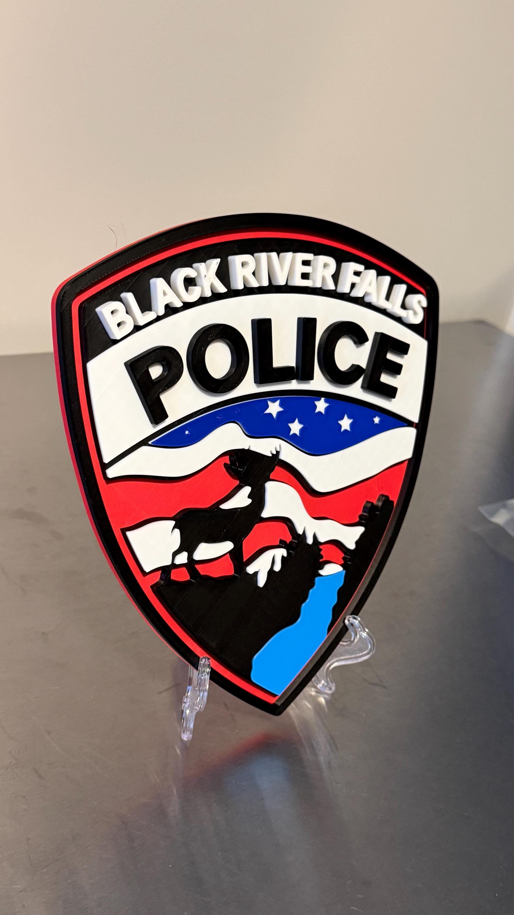 Black River Falls Police Department 3D Embossed Plaque: First Responder Wall Art WI Wisconsin
