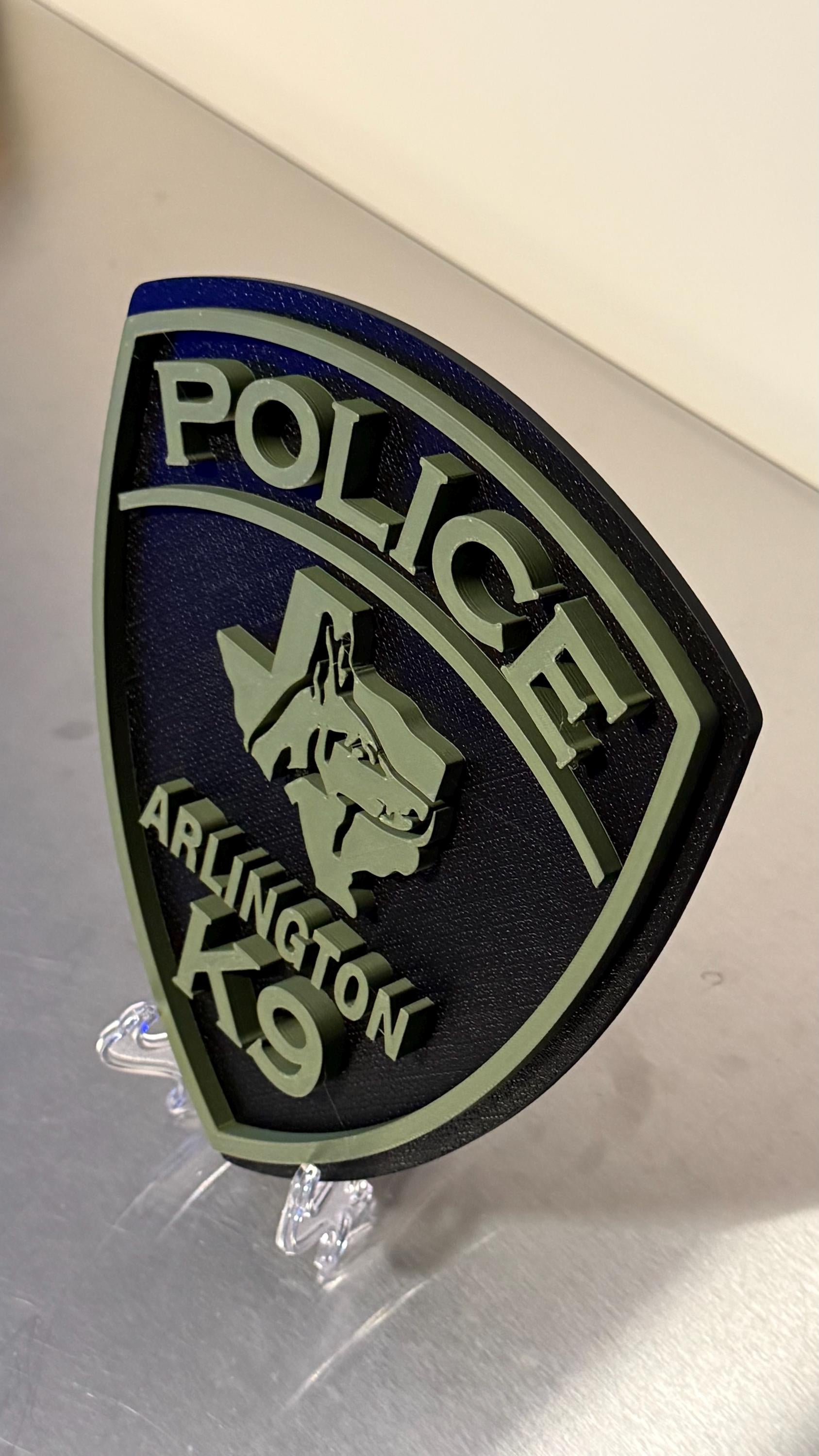 Arlington Police K9 3D Embossed Plaque – Texas First Responder Wall Art