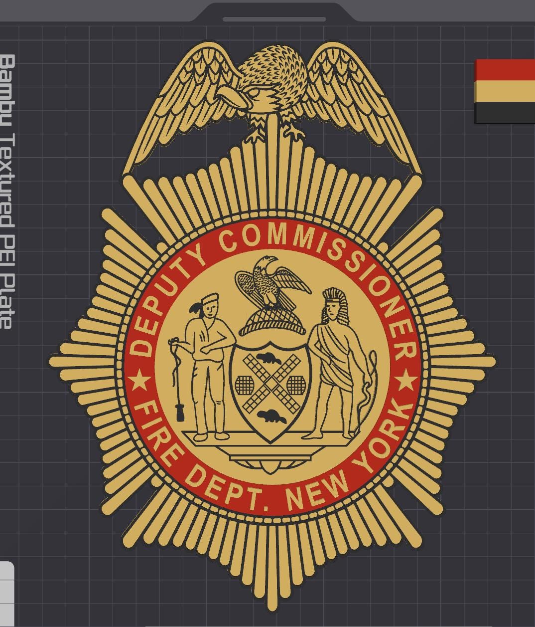 FDNY Officer Badge Plaque: 3D First Responder Wall Art NY Display Plaque