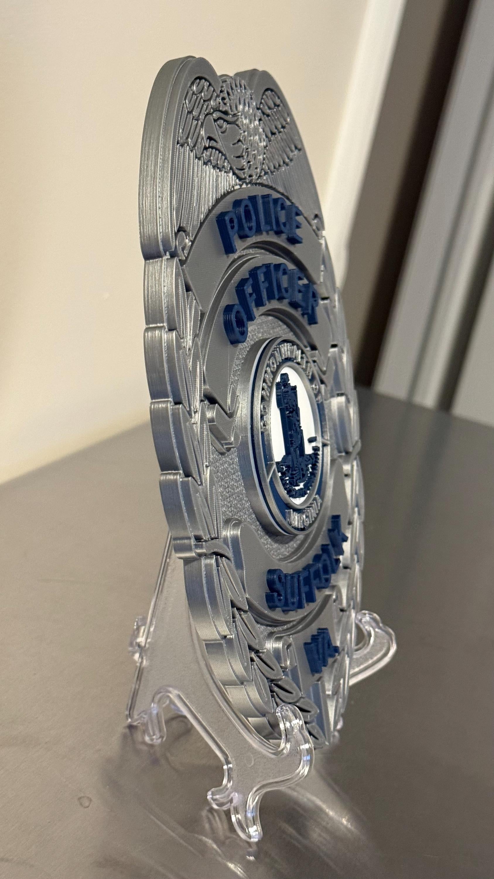 Suffolk VA Police Badge Plaque: 3D Embossed First Responder Gift Virginia